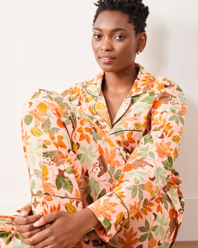 Hedgehog Forest - Long PJ Set - Peach Leaf sold by Printfresh