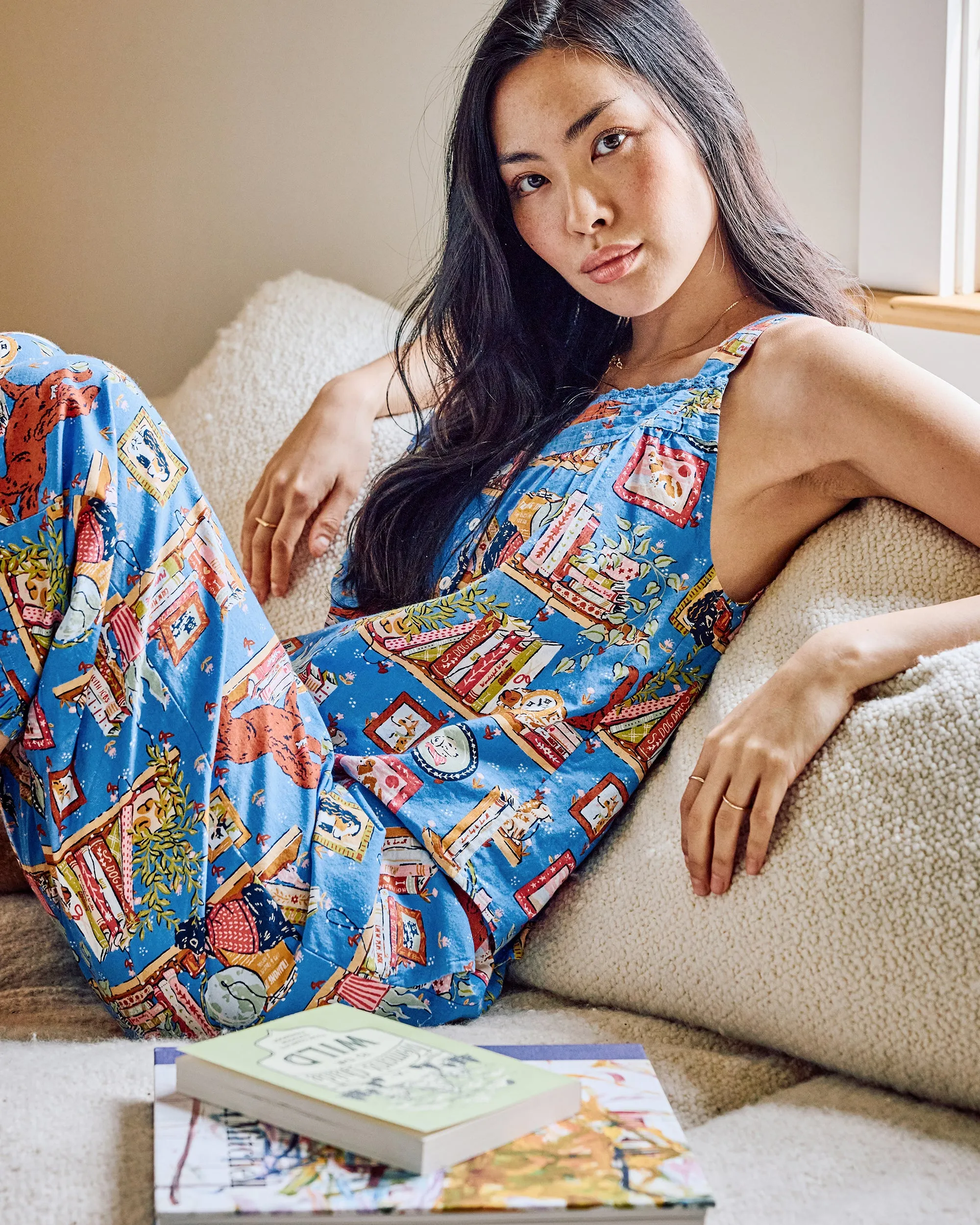 Unleashed Stories - Back to Bed Cropped Pant Set - Bookkeeper Blue sold by Printfresh