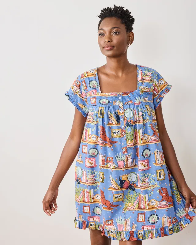 Unleashed Stories - Pintuck Nightgown - Bookkeeper Blue sold by Printfresh