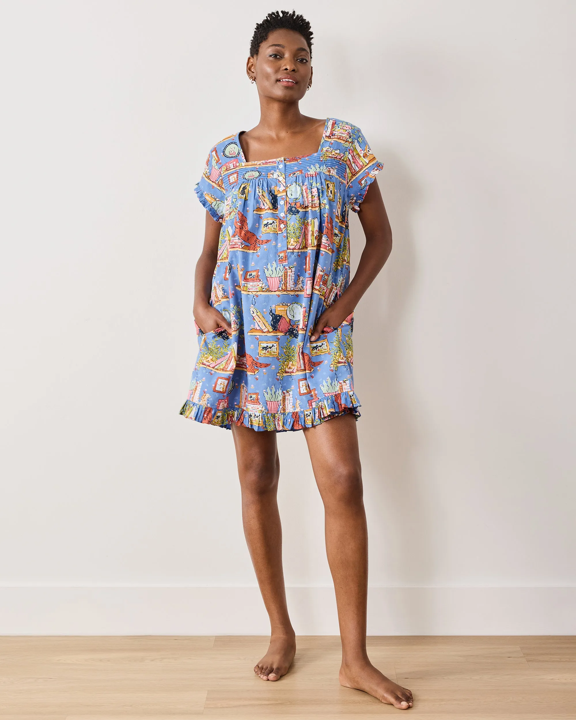 Unleashed Stories - Pintuck Nightgown - Bookkeeper Blue sold by Printfresh product image thumbnail 4