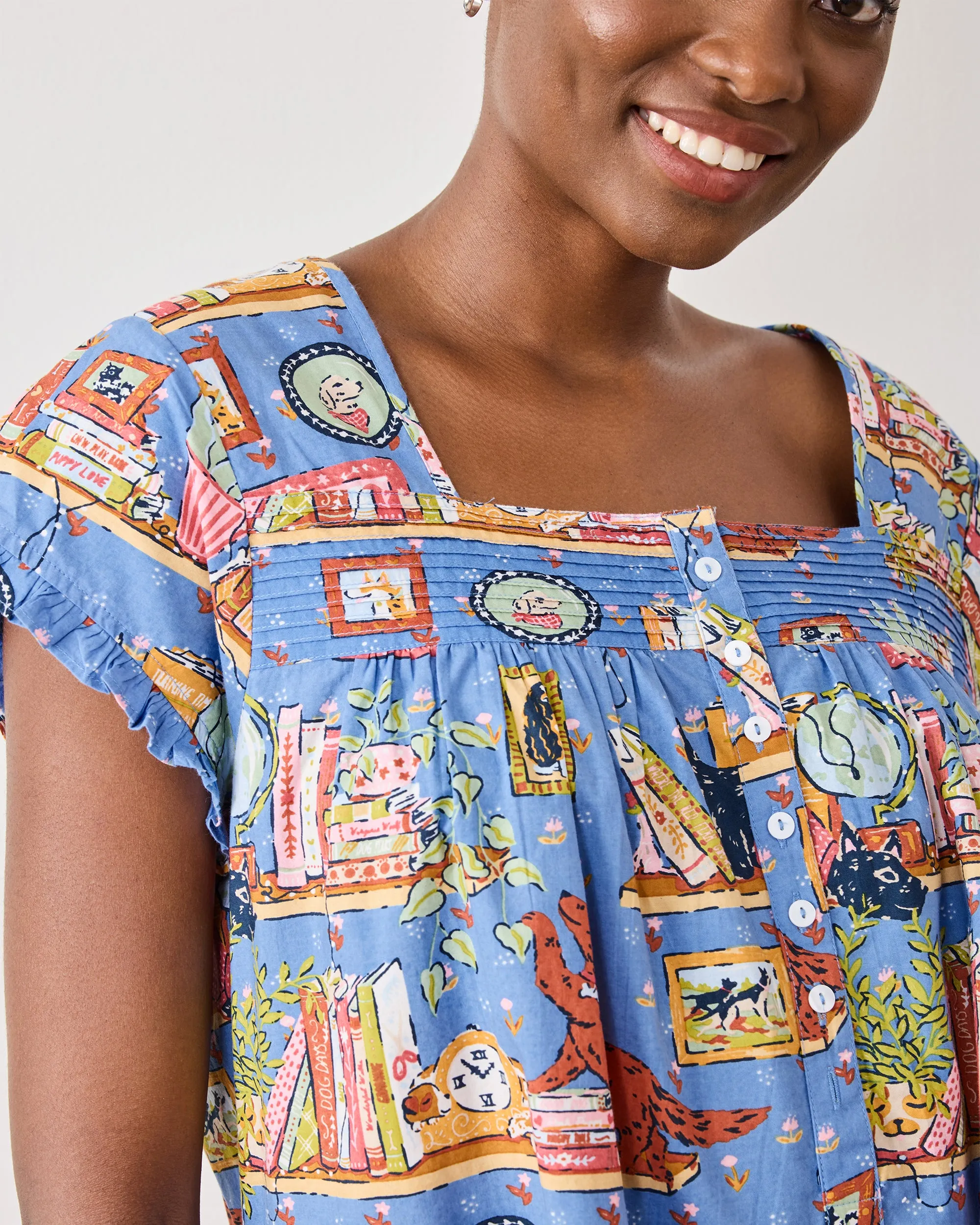 Unleashed Stories - Pintuck Nightgown - Bookkeeper Blue sold by Printfresh product image thumbnail 3