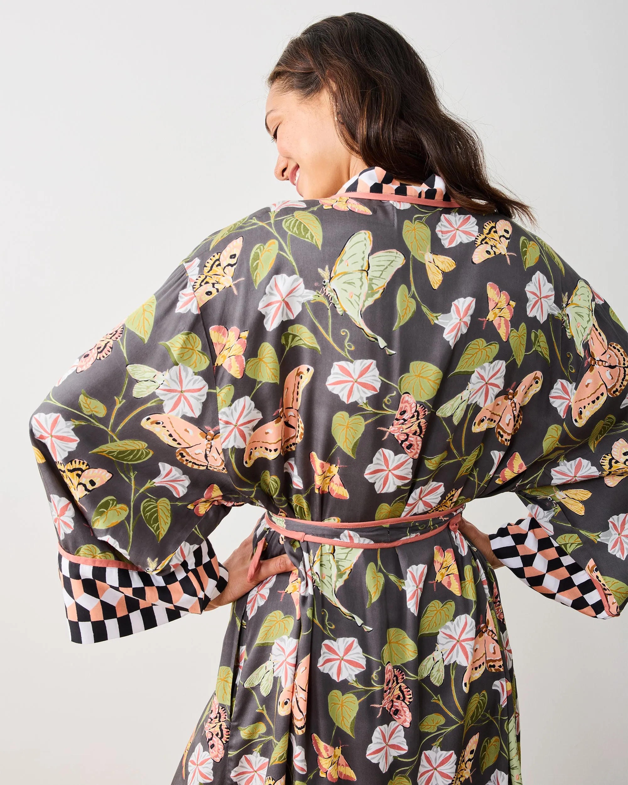 Midnight Flutter - Eco Satin Robe - Slate sold by Printfresh product image thumbnail 4