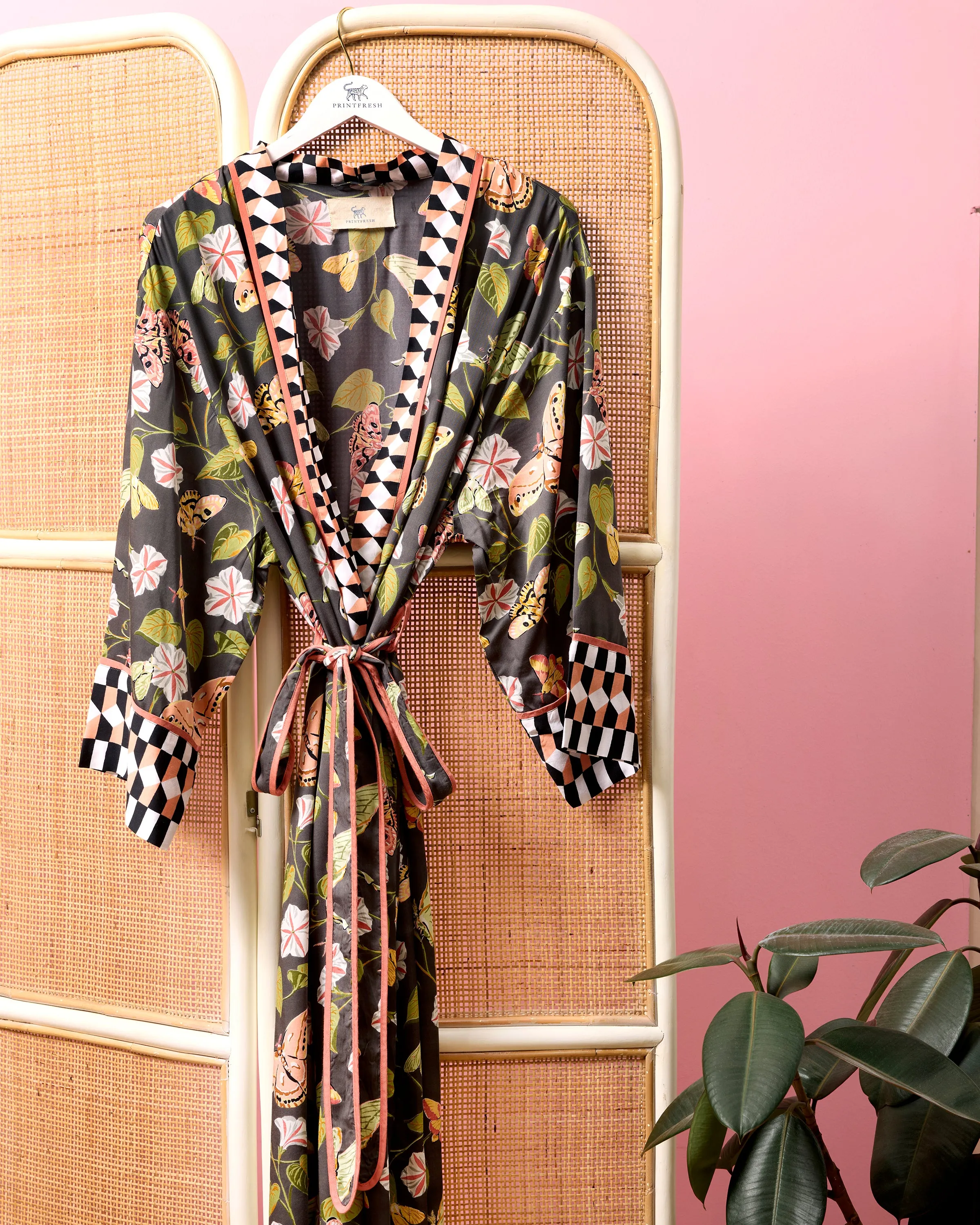 Midnight Flutter - Eco Satin Robe - Slate sold by Printfresh product image thumbnail 5