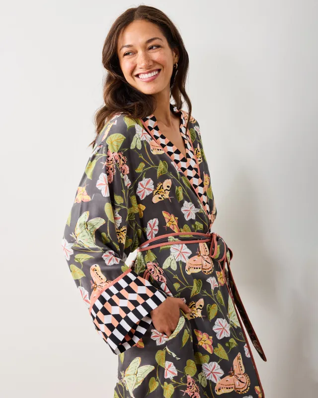 Midnight Flutter - Eco Satin Robe - Slate sold by Printfresh