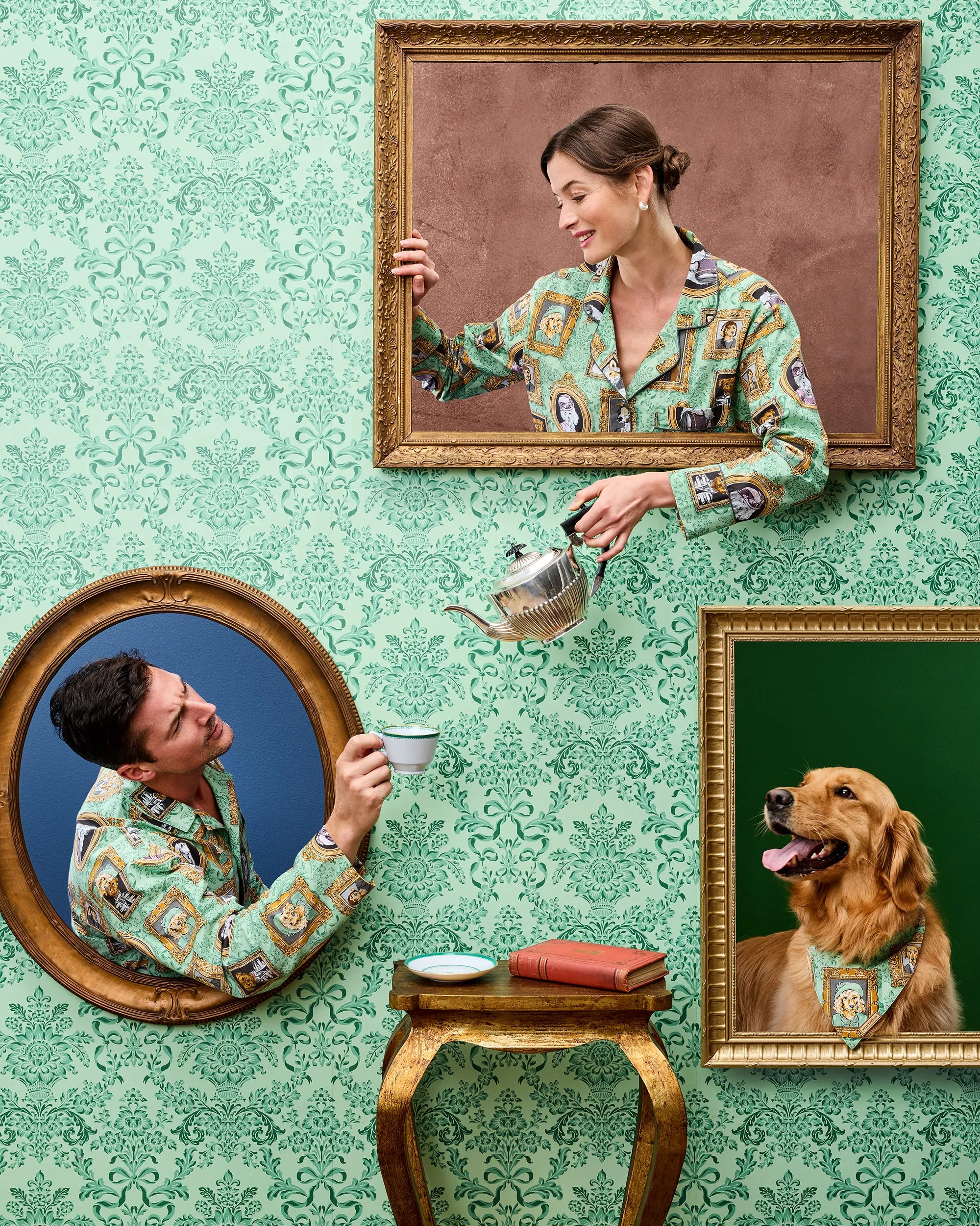 PF + Downton Abbey: The Grande Finale | Dogton Abbey - Petite Long PJ Set - Green sold by Printfresh product image thumbnail 2