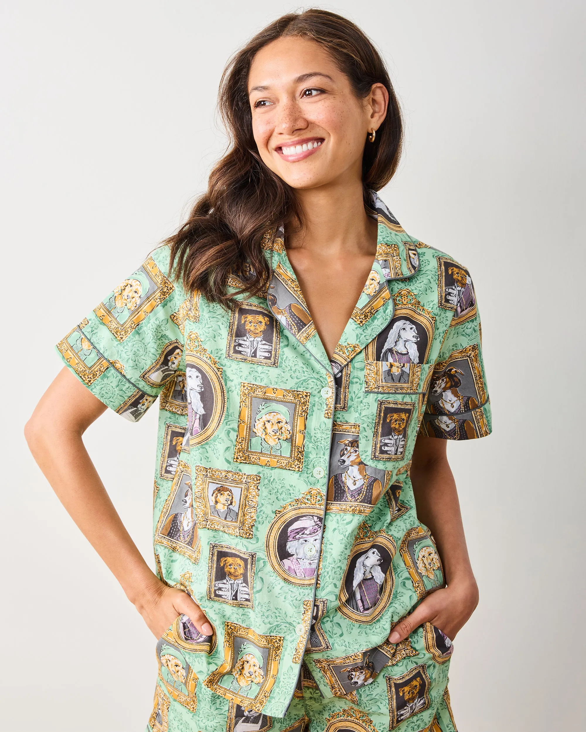 PF + Downton Abbey: The Grande Finale | Dogton Abbey - Short PJ Set - Green sold by Printfresh