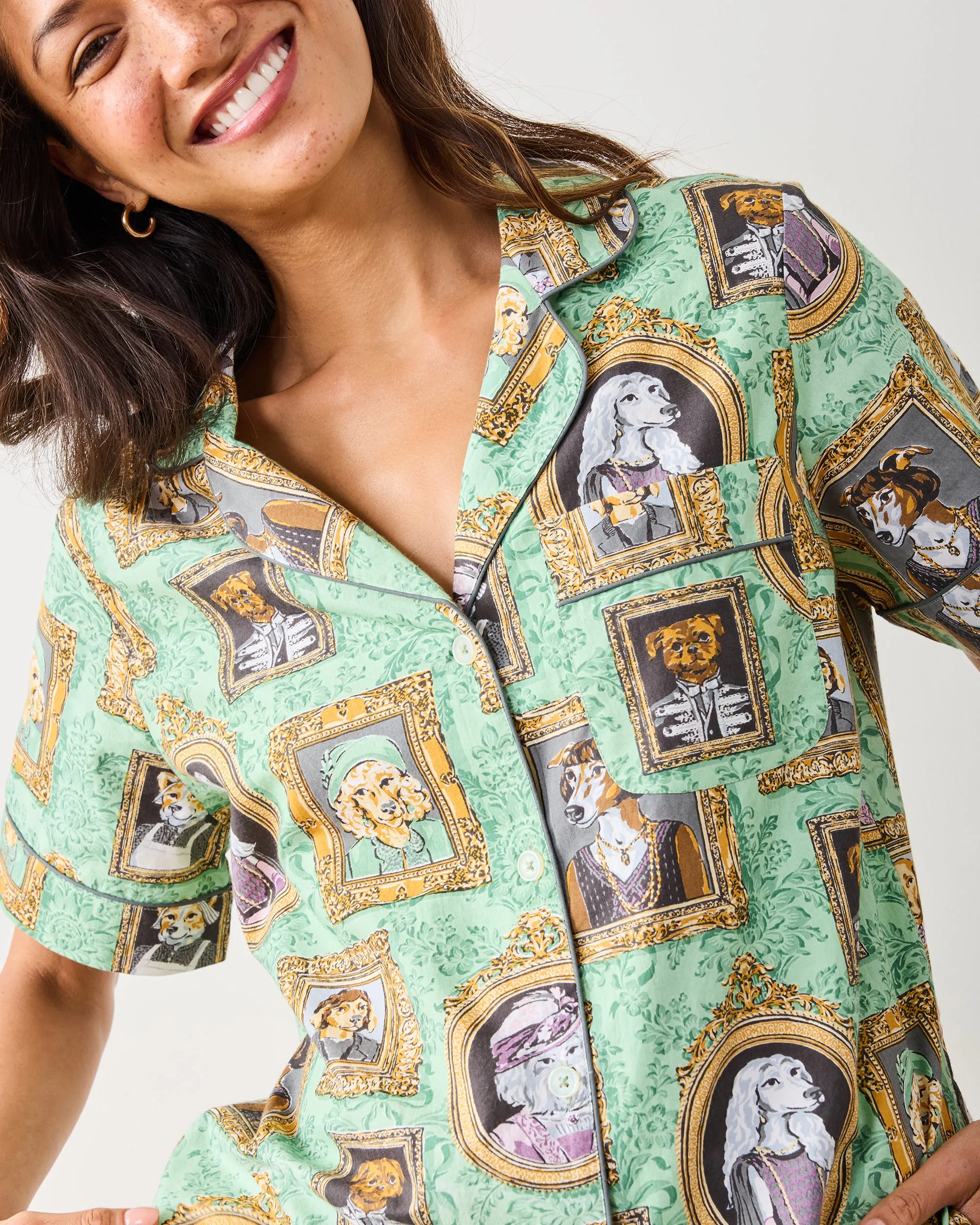 PF + Downton Abbey: The Grande Finale | Dogton Abbey - Short PJ Set - Green sold by Printfresh product image thumbnail 3