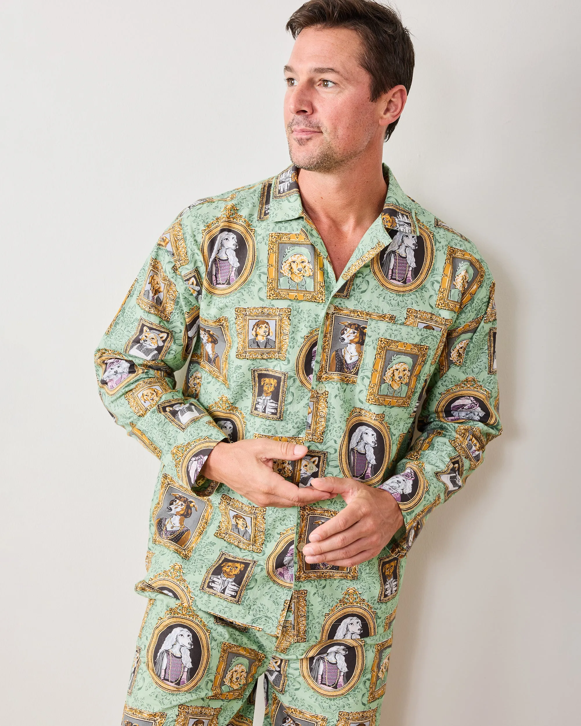 PF + Downton Abbey: The Grande Finale | Dogton Abbey - Men's Long PJ Set - Green sold by Printfresh product image thumbnail 3