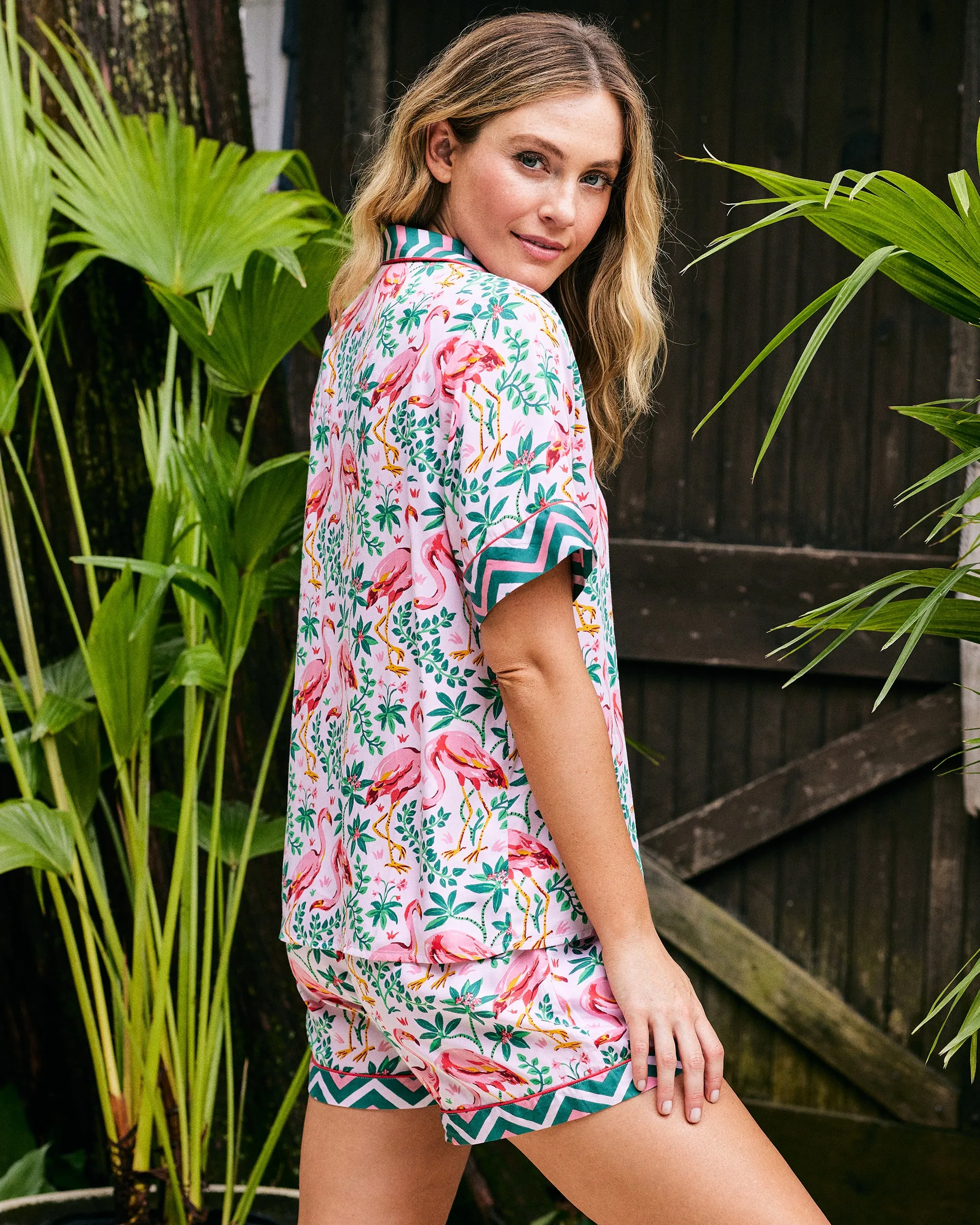Flock of Flamingos - Eco Satin Short Set - Rose sold by Printfresh product image thumbnail 2