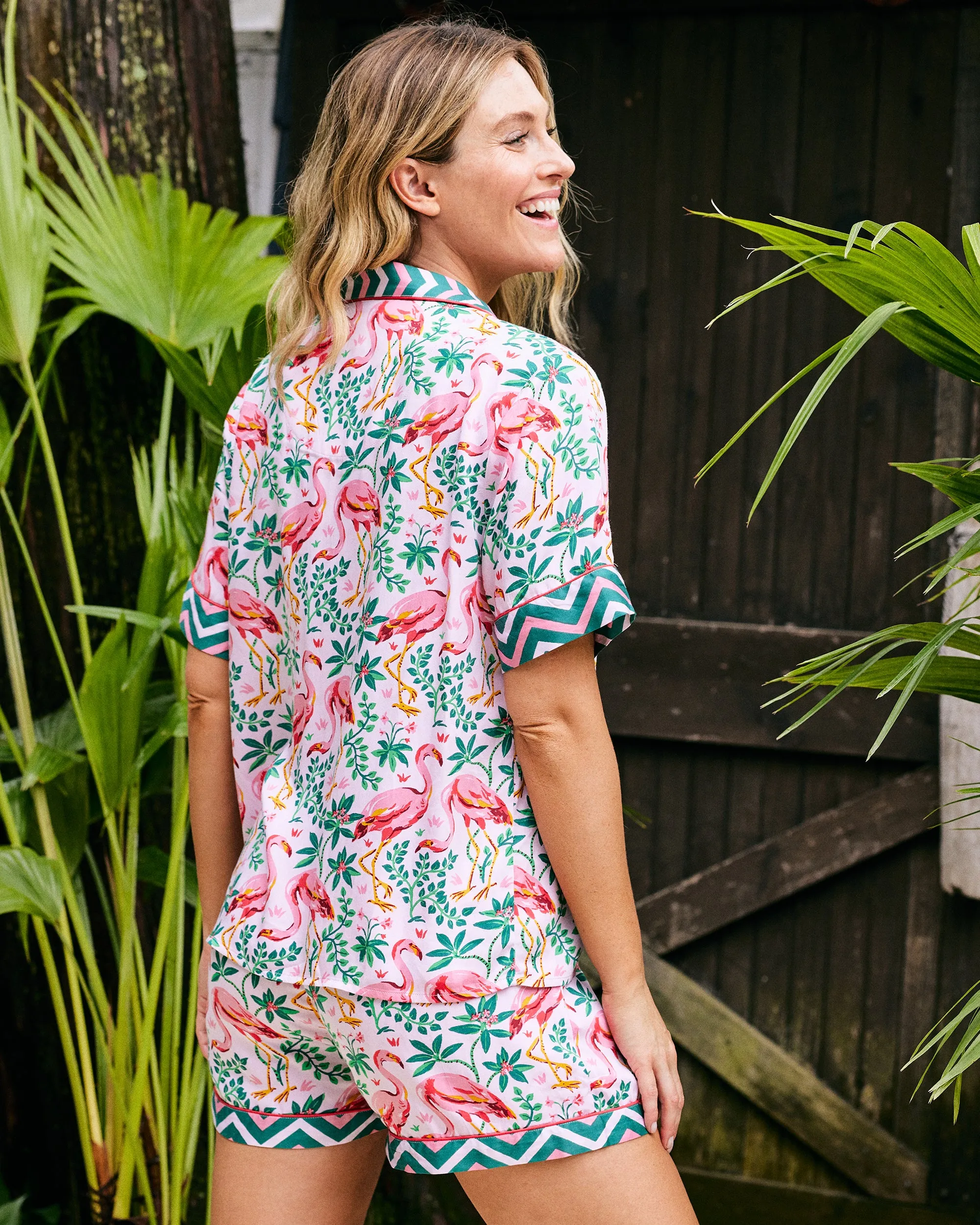 Flock of Flamingos - Eco Satin Short Set - Rose sold by Printfresh product image thumbnail 5