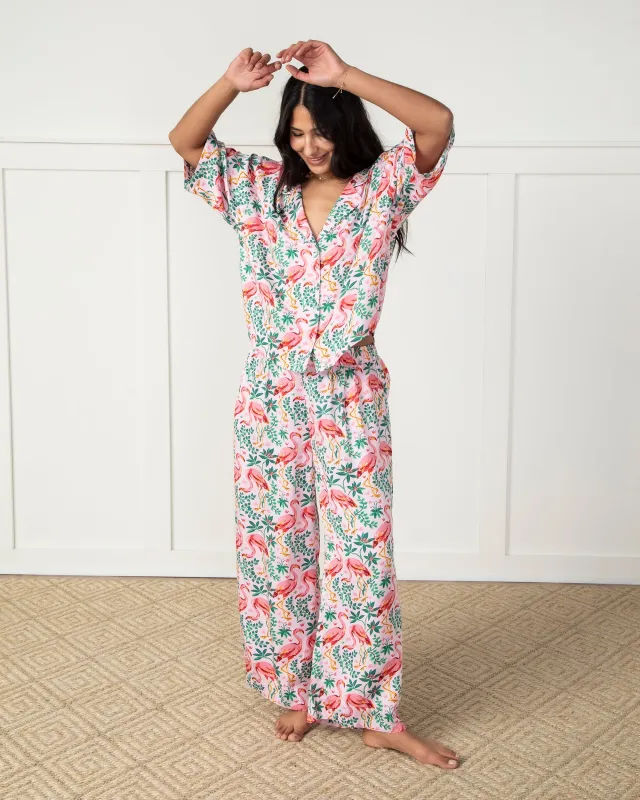 Flock of Flamingos - Tall Eco Satin Wildest Dreams Set - Rose sold by Printfresh