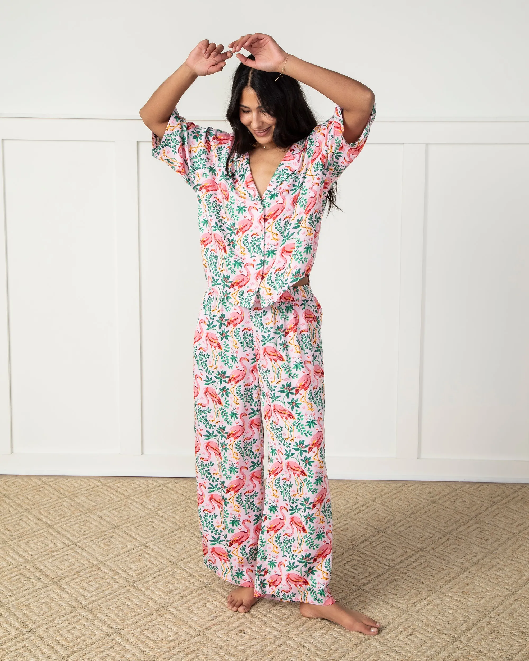 Flock of Flamingos - Tall Eco Satin Wildest Dreams Set - Rose sold by Printfresh