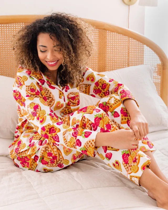 Waffles in Bed - Petite Long PJ Set - Cloud sold by Printfresh