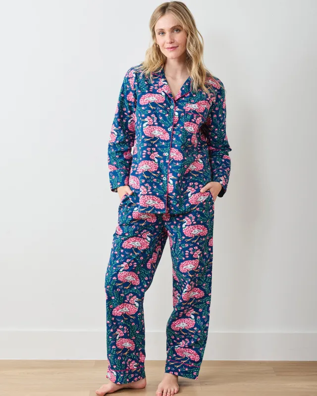 Queen Lotus - Long PJ Set - Navy made by Printfresh