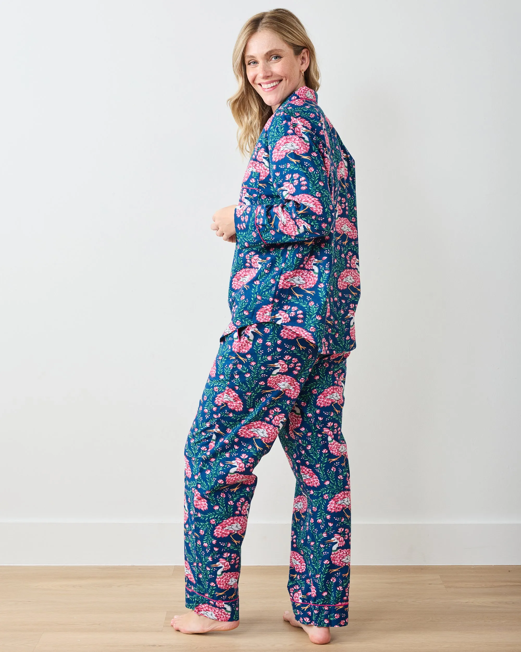 Queen Lotus - Long PJ Set - Navy sold by Printfresh product image thumbnail 4