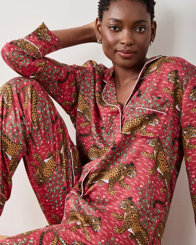 Bagheera - Petite Eco Satin Long PJ Set - Scarlet sold by Printfresh