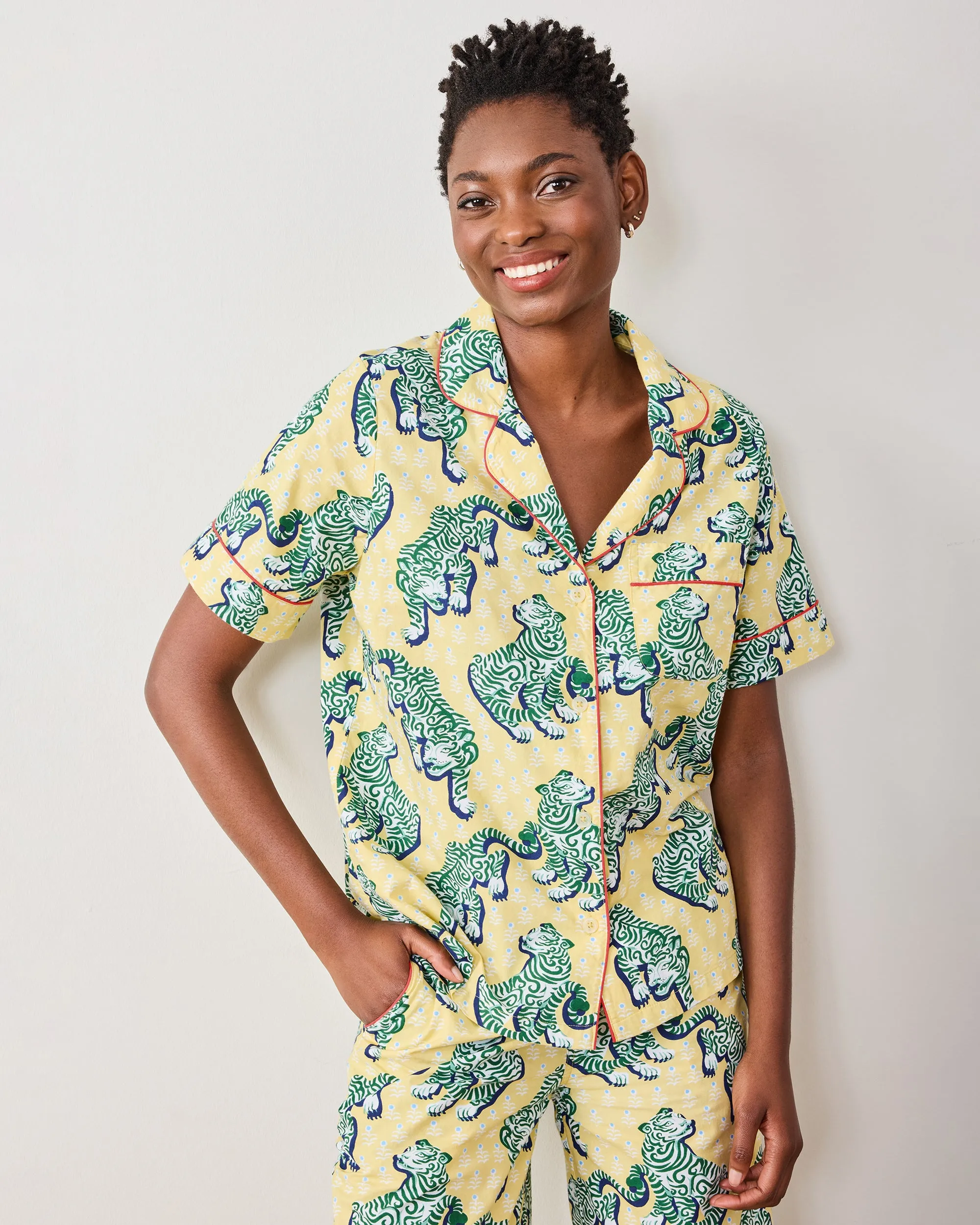 Tiger Queen - Short Sleeve Top & Cropped Pants Set - Citrine sold by Printfresh