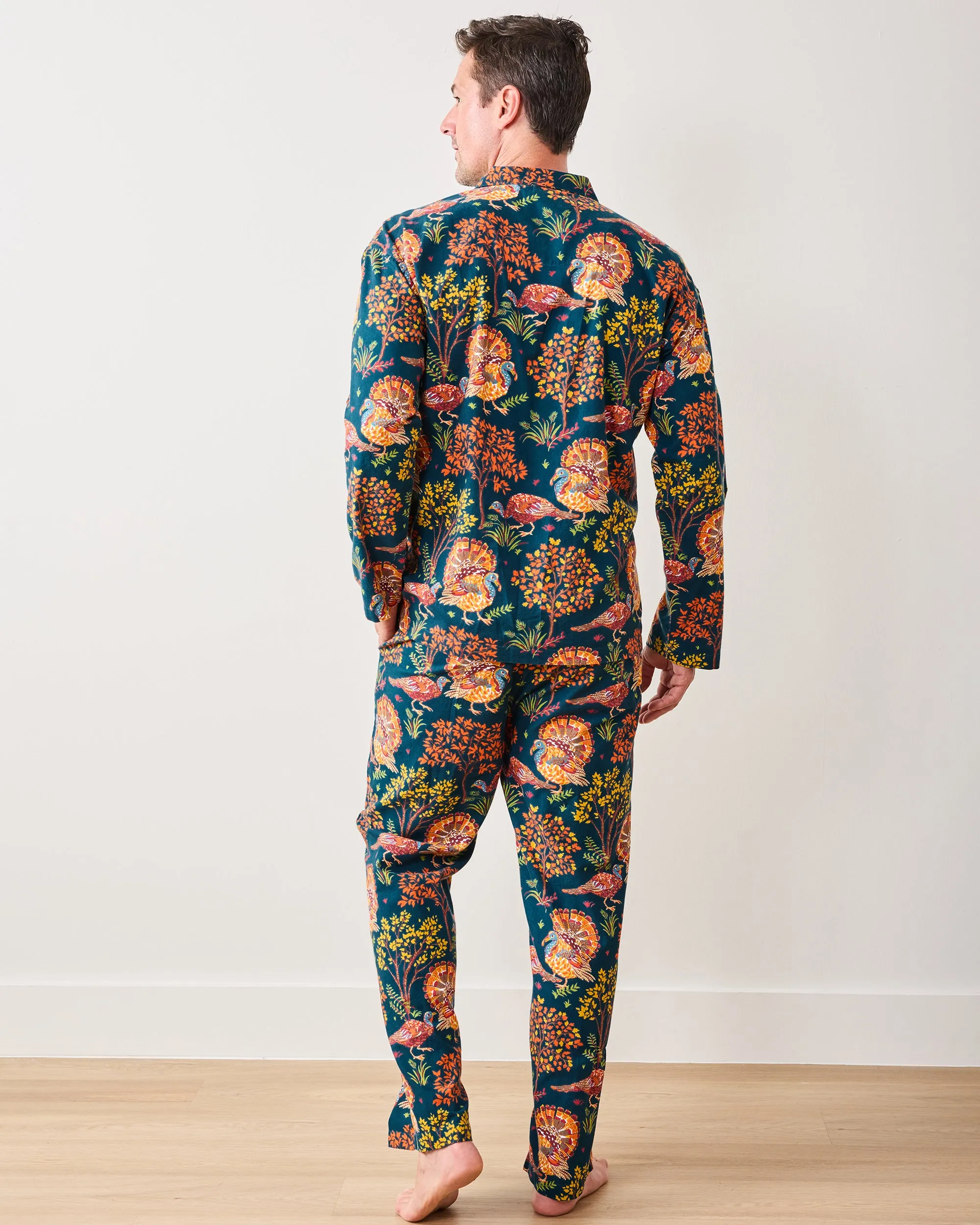 Turkey Trot - Lightweight Flannel Men's Long PJ Set - Midnight Navy sold by Printfresh product image thumbnail 3
