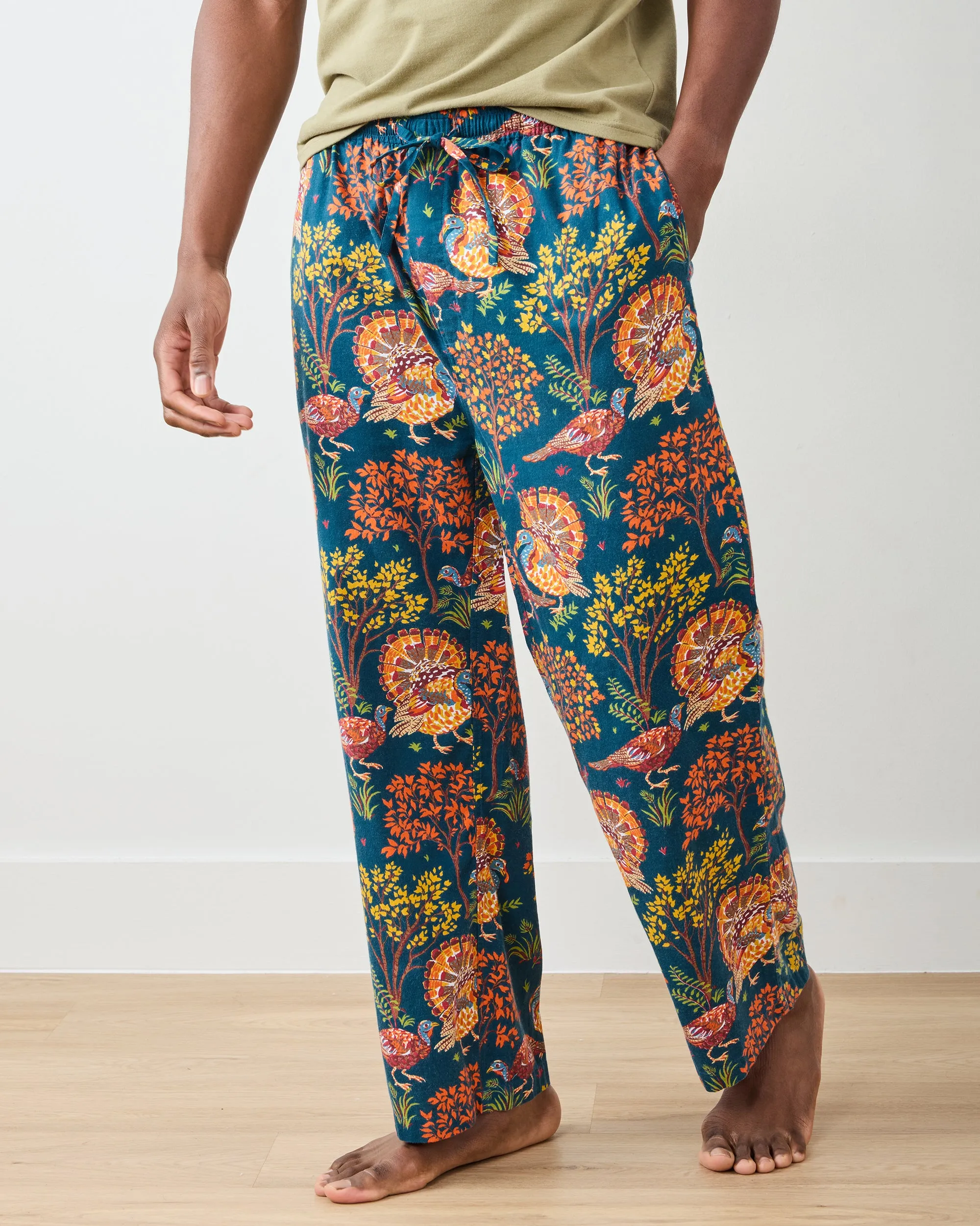 Turkey Trot - Lightweight Flannel Men's PJ Pants - Midnight Navy sold by Printfresh product image thumbnail 2