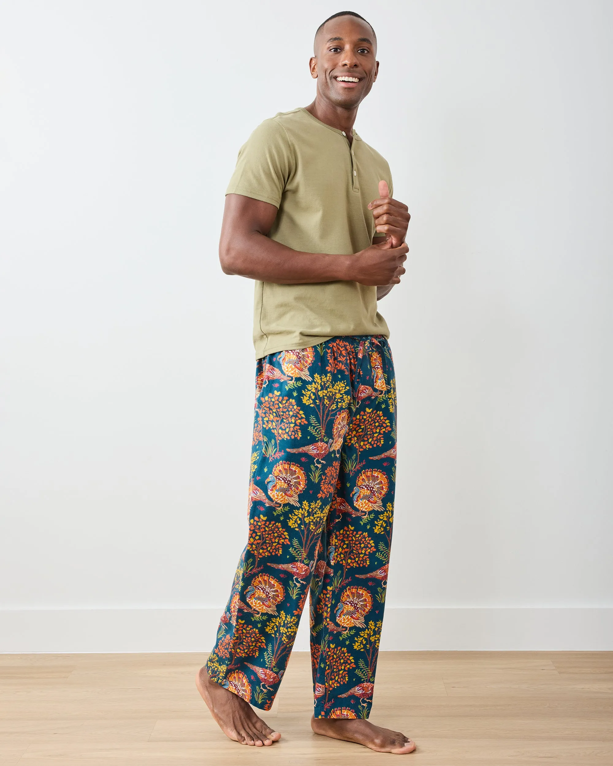Turkey Trot - Lightweight Flannel Men's PJ Pants - Midnight Navy sold by Printfresh product image thumbnail 3