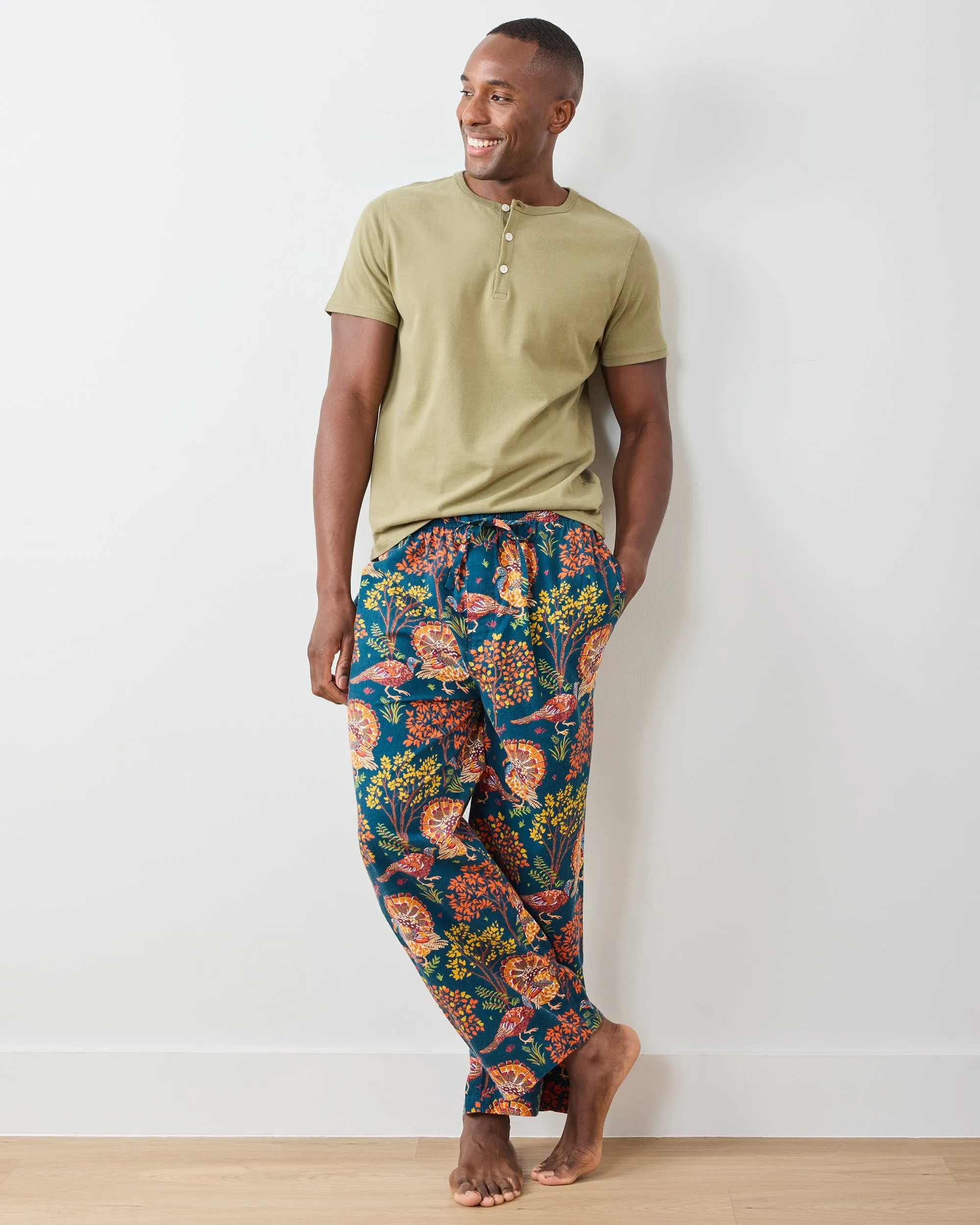 Turkey Trot - Lightweight Flannel Men's PJ Pants - Midnight Navy sold by Printfresh