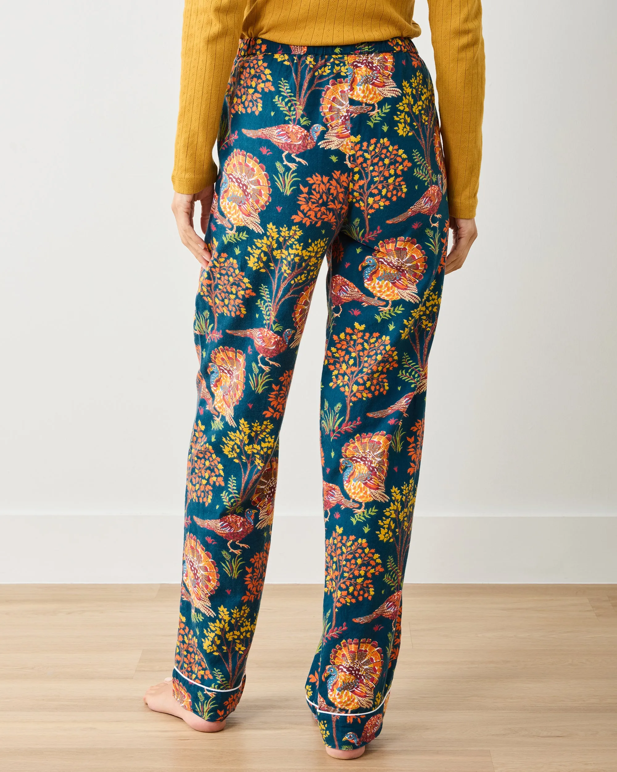 Turkey Trot - Tall Lightweight Flannel PJ Pants - Midnight Navy sold by Printfresh product image thumbnail 2