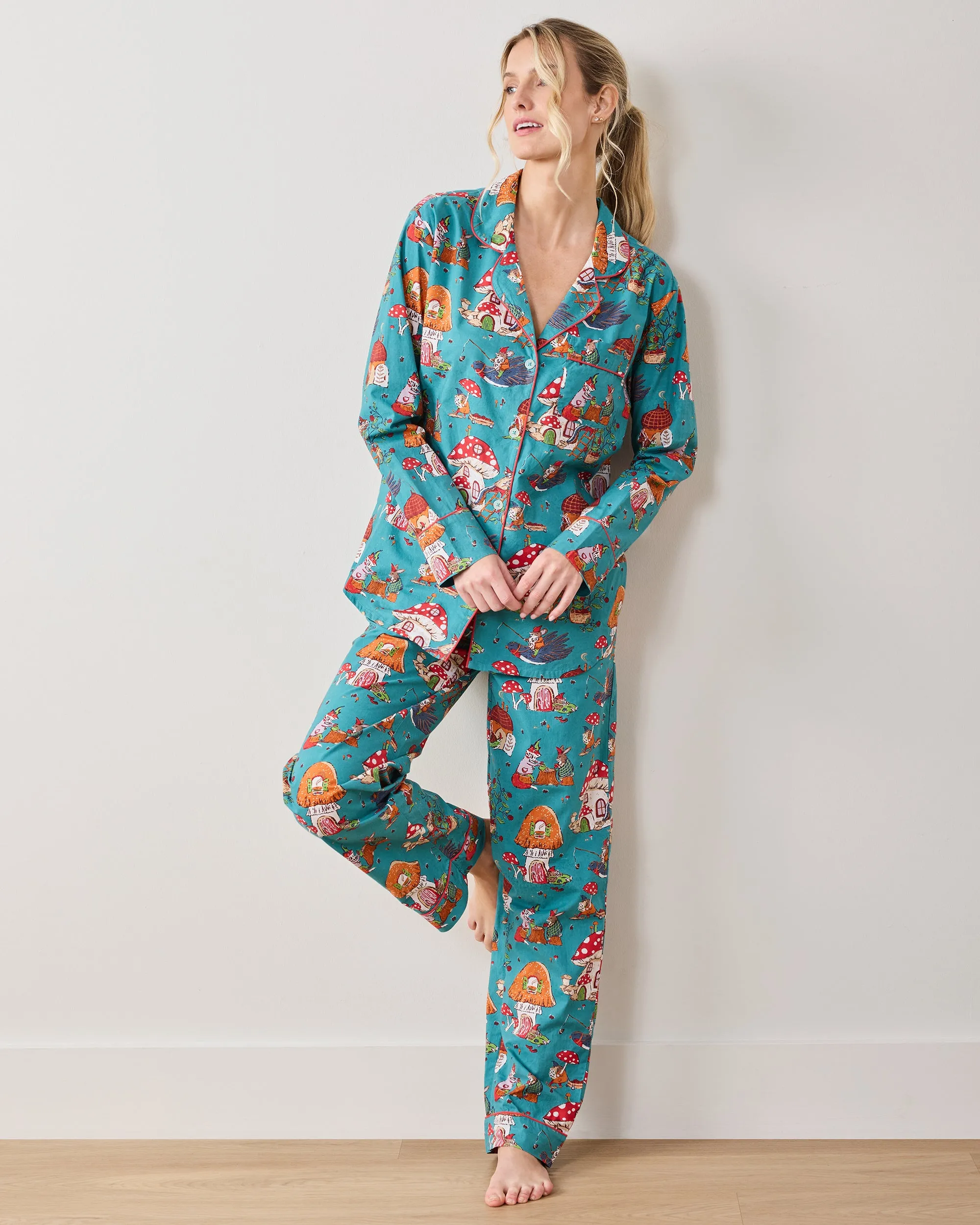 Autumn Critters - Tall Long PJ Set - Teal sold by Printfresh