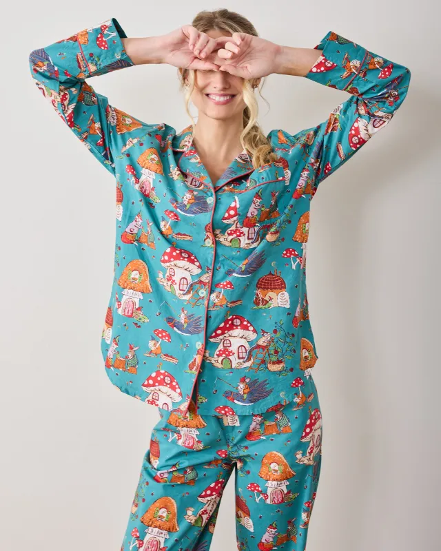 Autumn Critters - Petite Long PJ Set - Teal sold by Printfresh