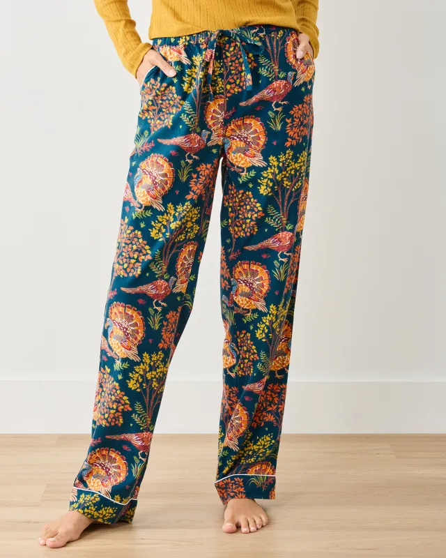 Turkey Trot - Petite Lightweight Flannel PJ Pants - Midnight Navy sold by Printfresh