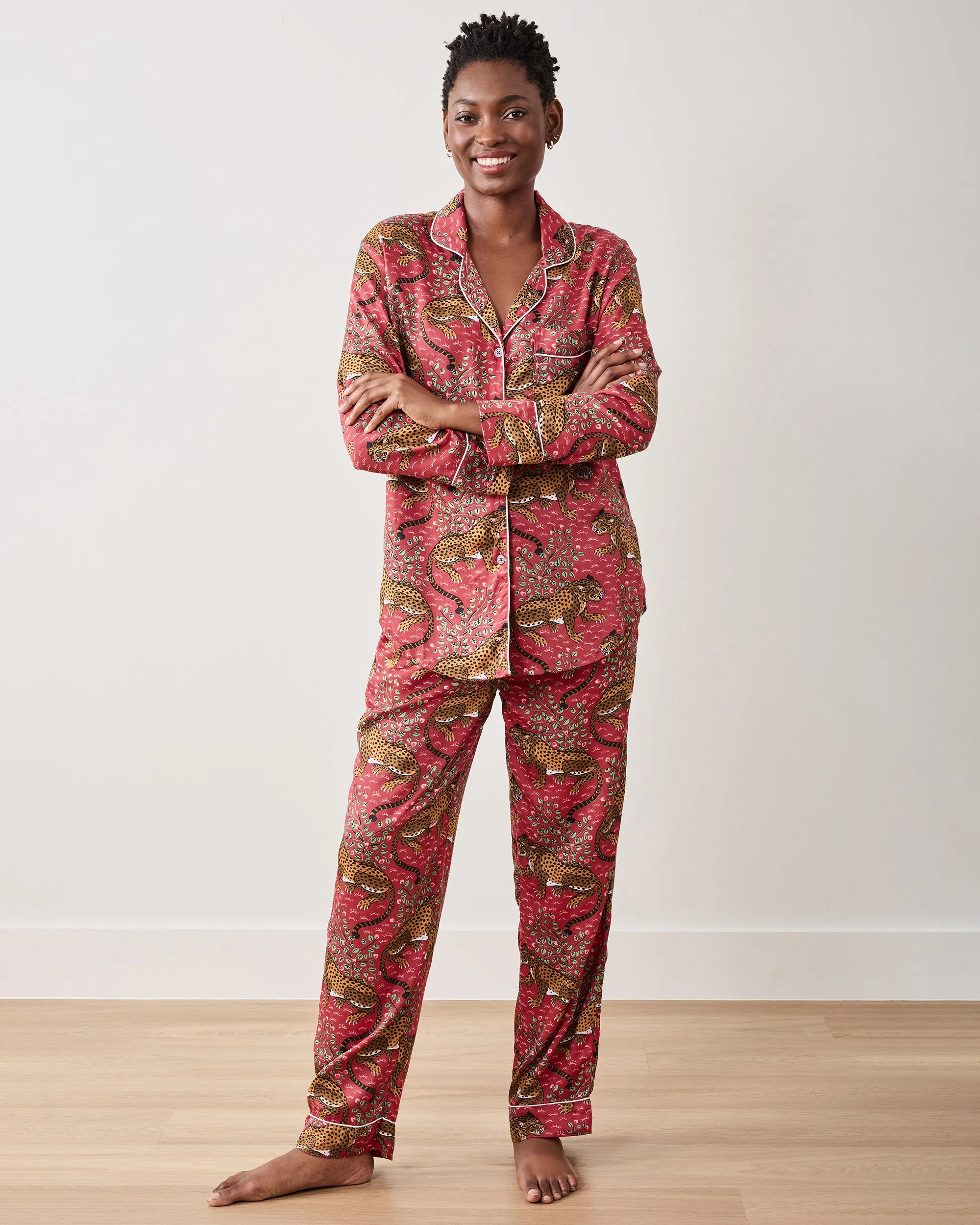 Bagheera - Eco Satin Long PJ Set - Scarlet sold by Printfresh product image thumbnail 2