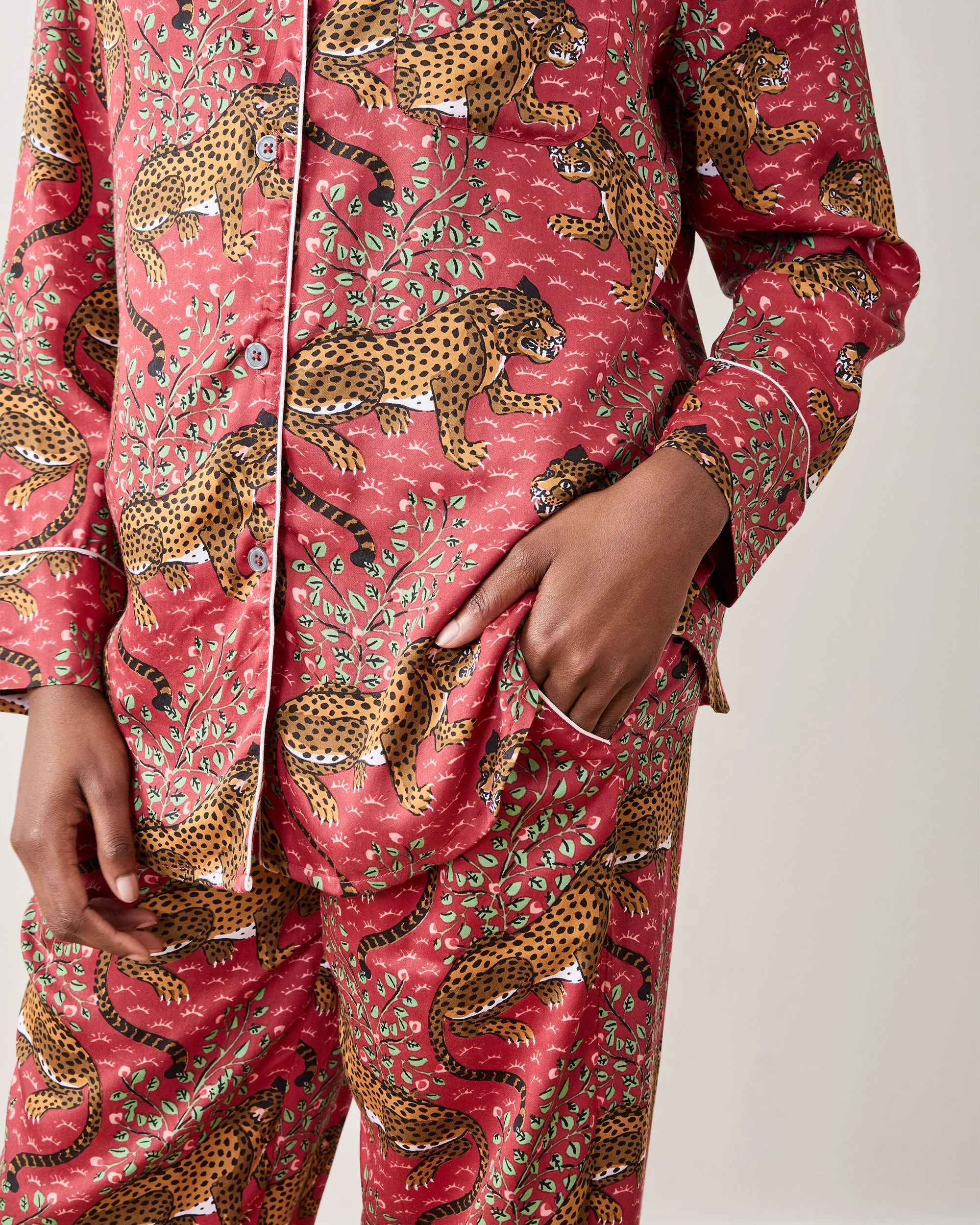 Bagheera - Eco Satin Long PJ Set - Scarlet sold by Printfresh product image thumbnail 3