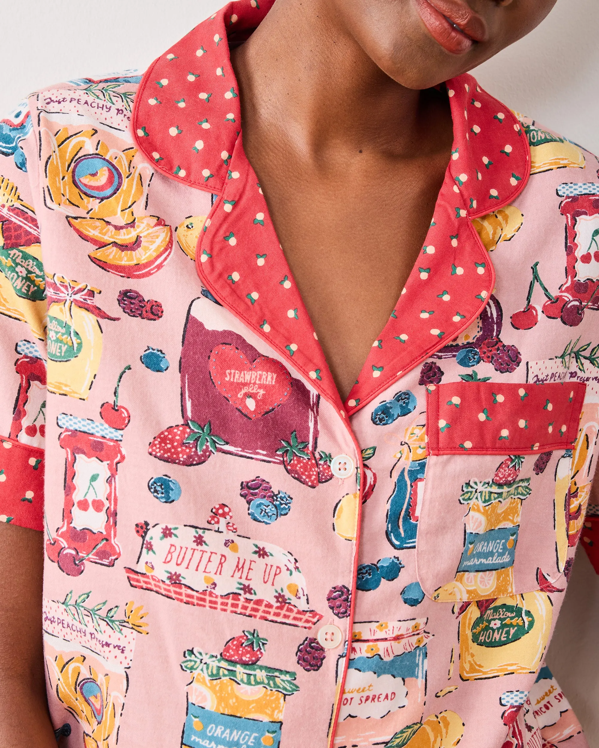 Sweet Jams - Lightweight Flannel Short PJ Set - Berry Bliss sold by Printfresh product image thumbnail 3