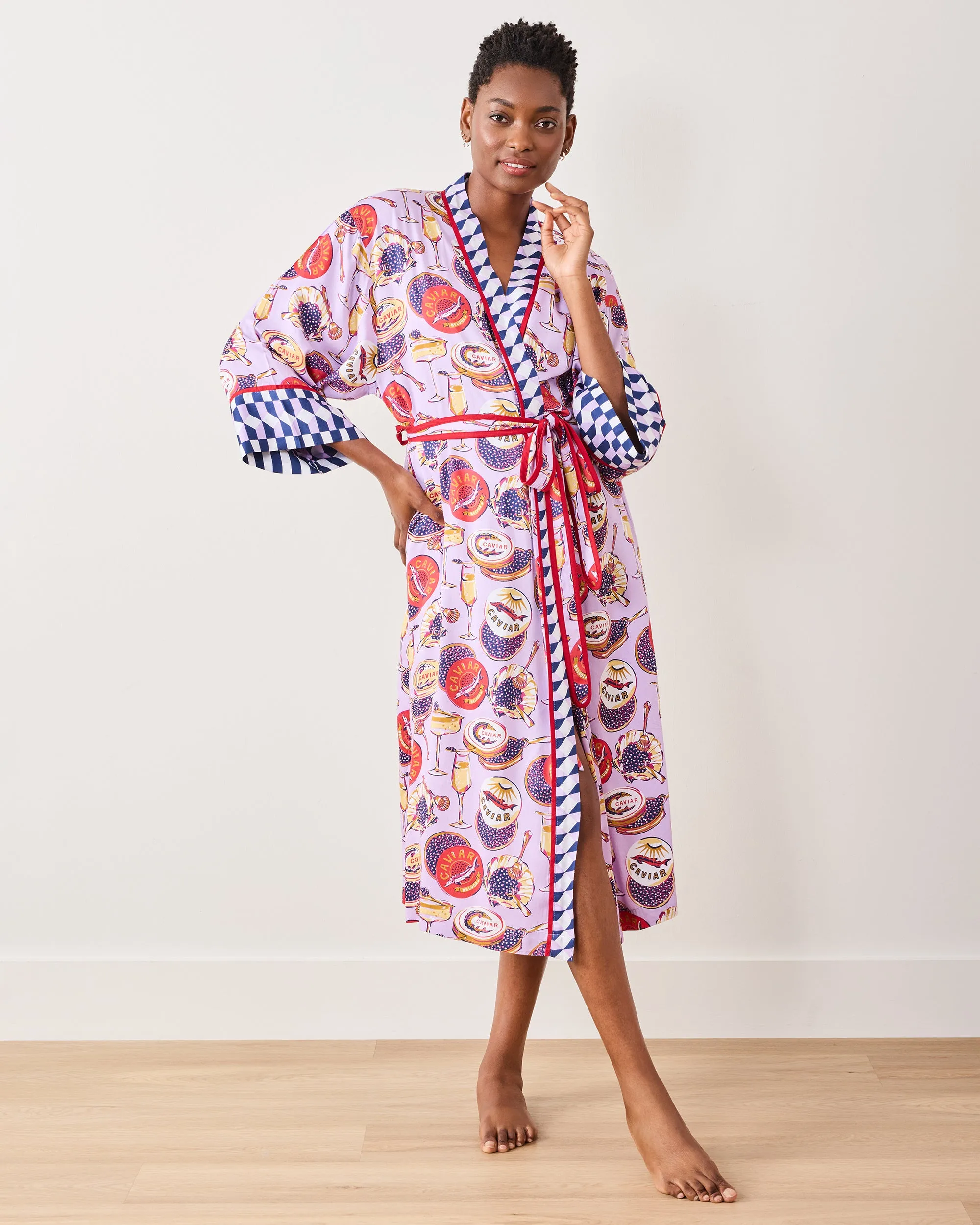 Champagne & Caviar - Eco Satin Robe - Lavender Spritz sold by Printfresh product image thumbnail 2