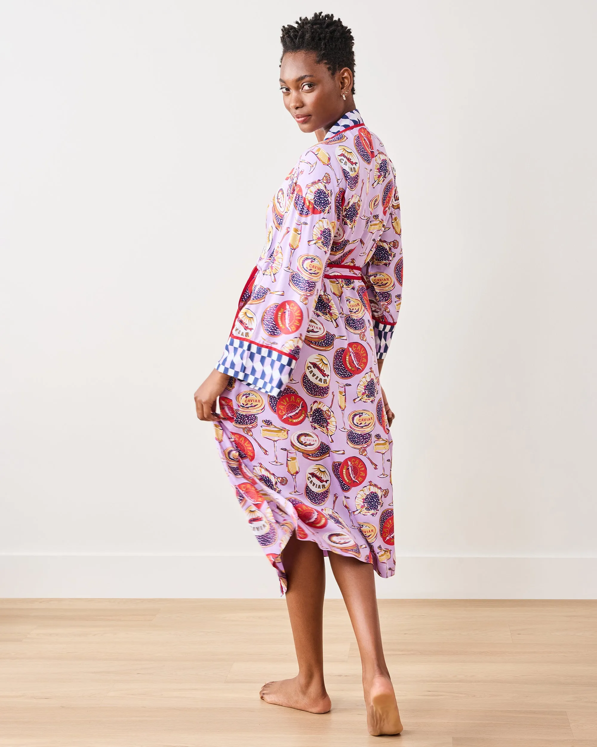 Champagne & Caviar - Eco Satin Robe - Lavender Spritz sold by Printfresh product image thumbnail 4