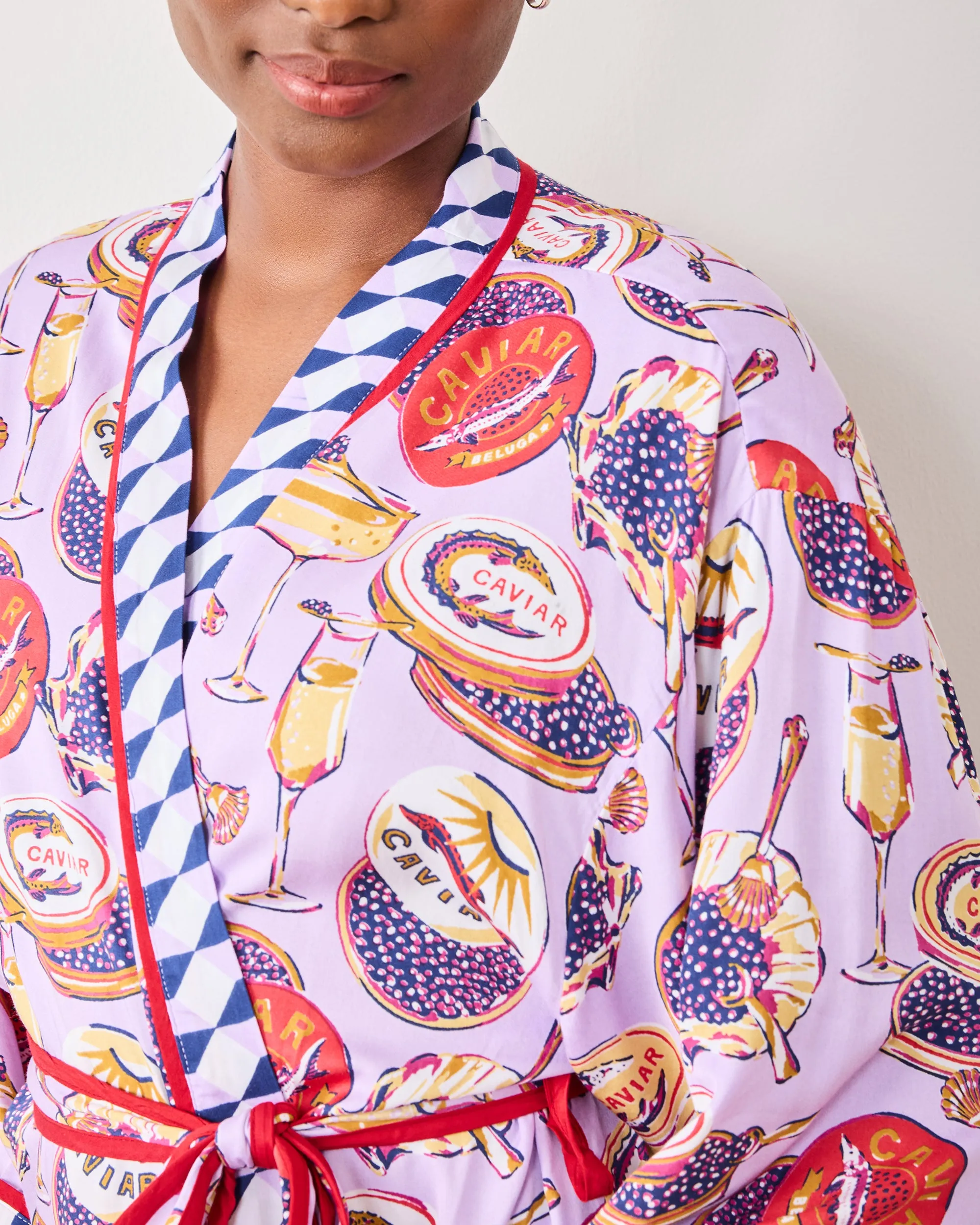 Champagne & Caviar - Eco Satin Robe - Lavender Spritz sold by Printfresh product image thumbnail 3