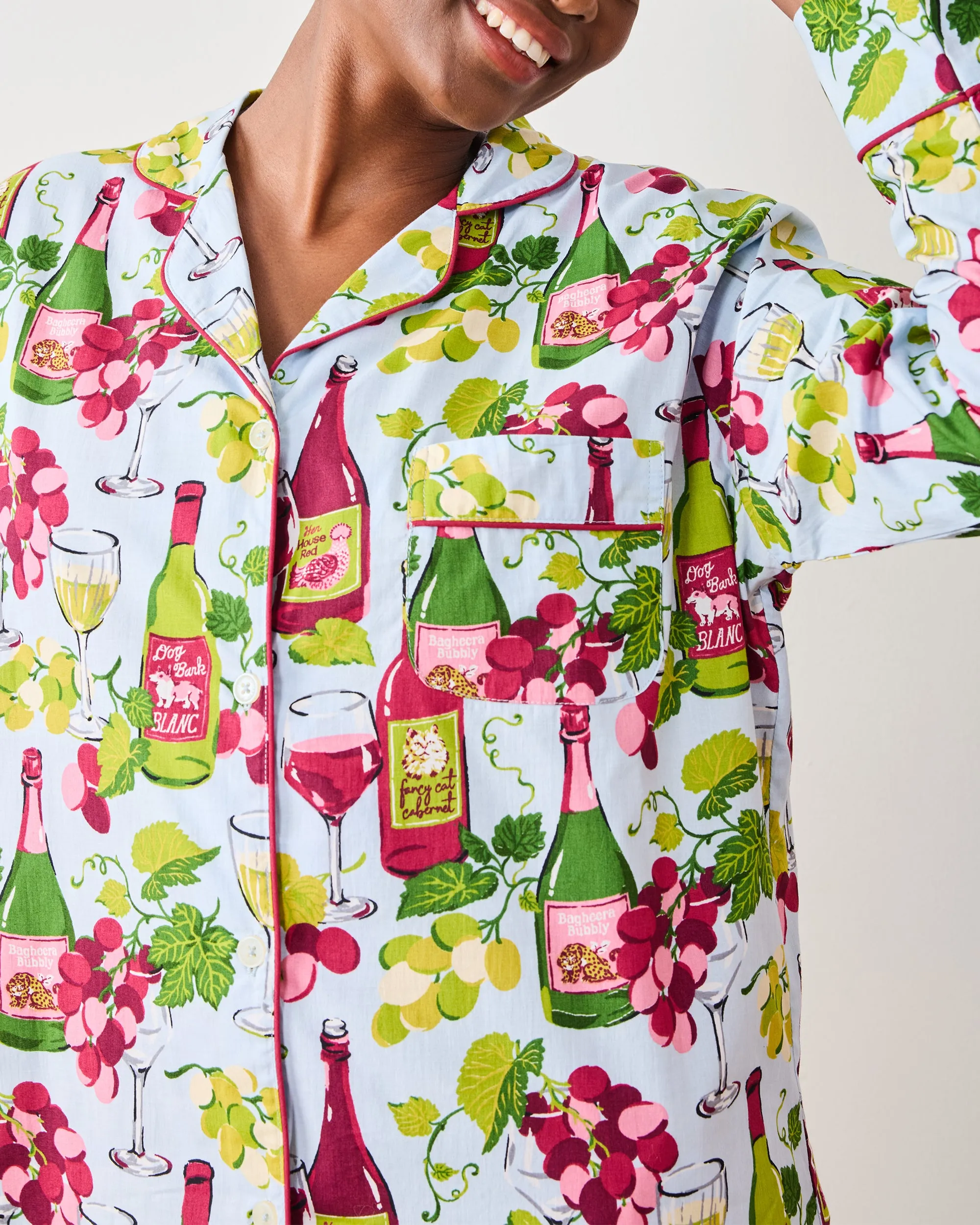 Wine Club - Long PJ Set - Vineyard Sky sold by Printfresh product image thumbnail 3