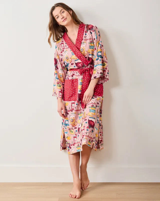 Sweet Jams - Lightweight Flannel Robe - Berry Bliss sold by Printfresh