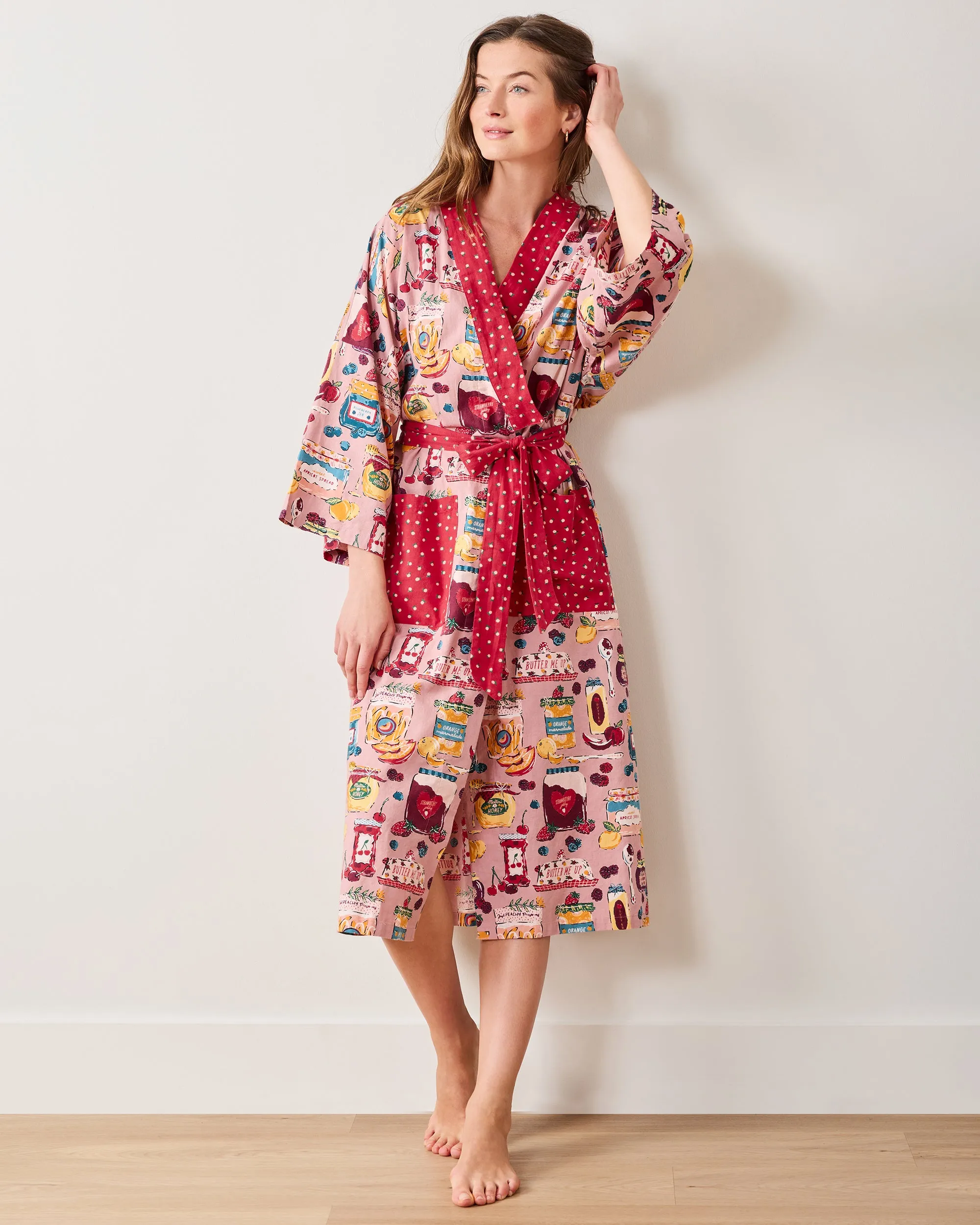 Sweet Jams - Lightweight Flannel Robe - Berry Bliss sold by Printfresh product image thumbnail 3