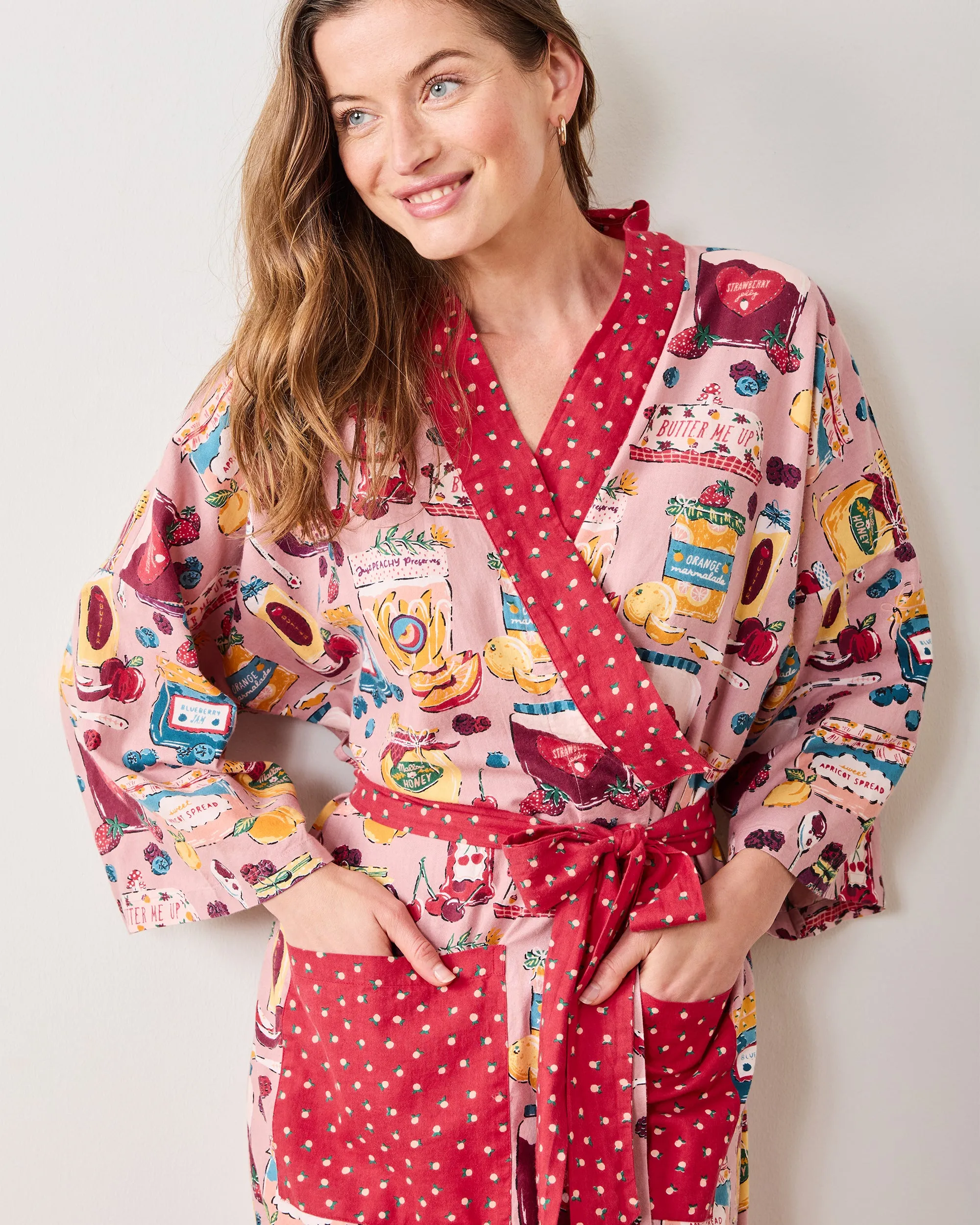 Sweet Jams - Lightweight Flannel Robe - Berry Bliss sold by Printfresh product image thumbnail 2