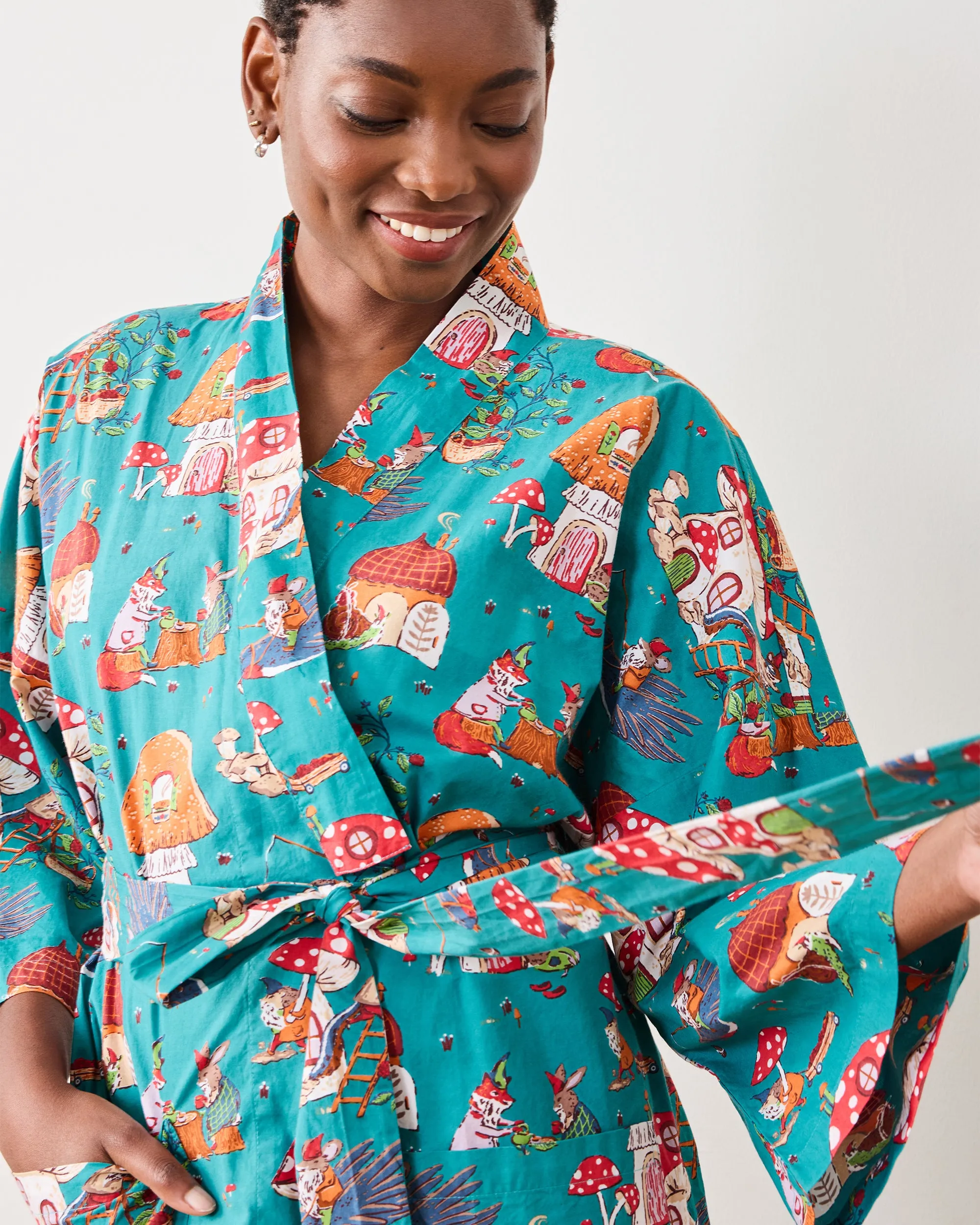 Autumn Critters - Robe - Teal sold by Printfresh product image thumbnail 2