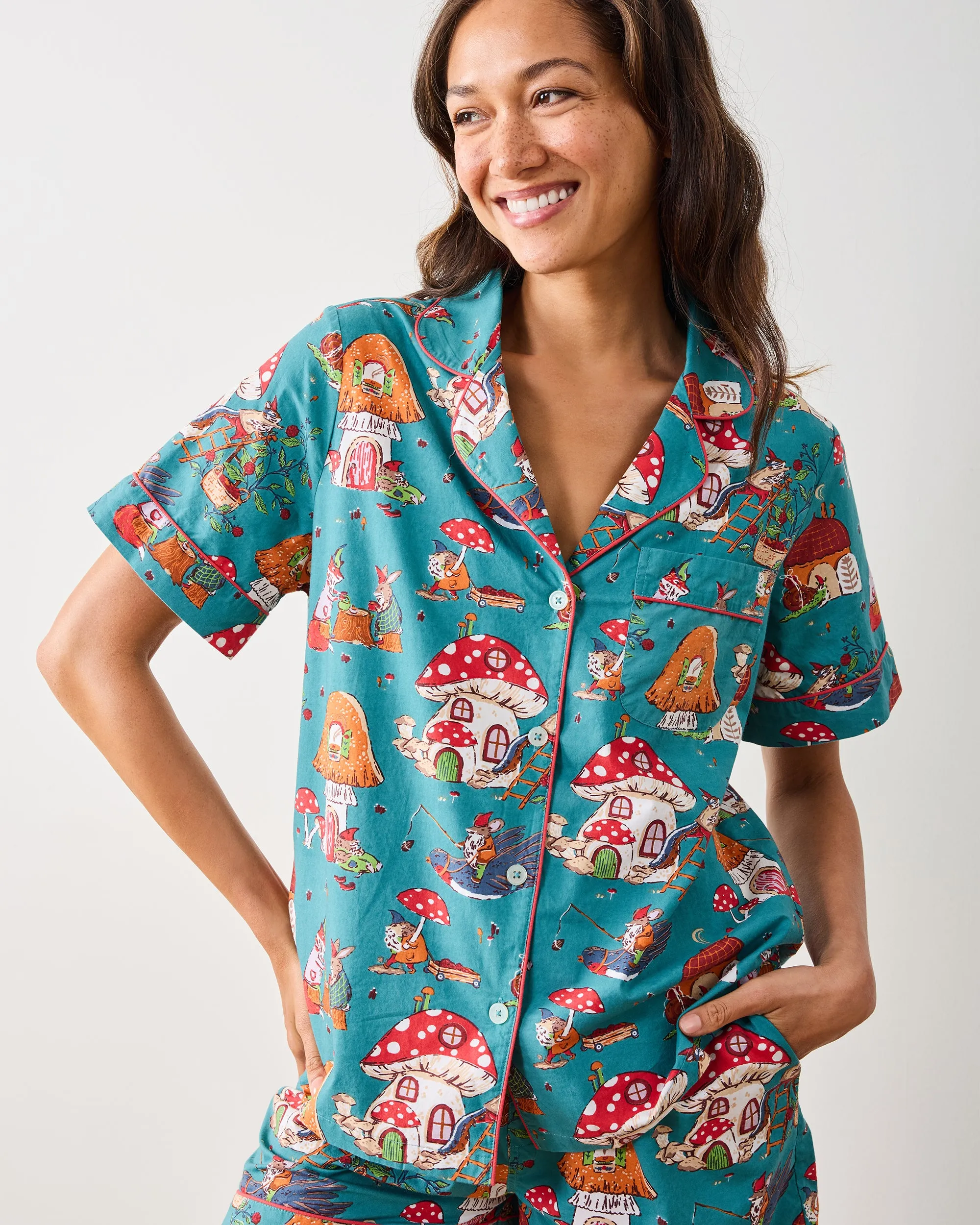 Autumn Critters - Short PJ Set - Teal sold by Printfresh