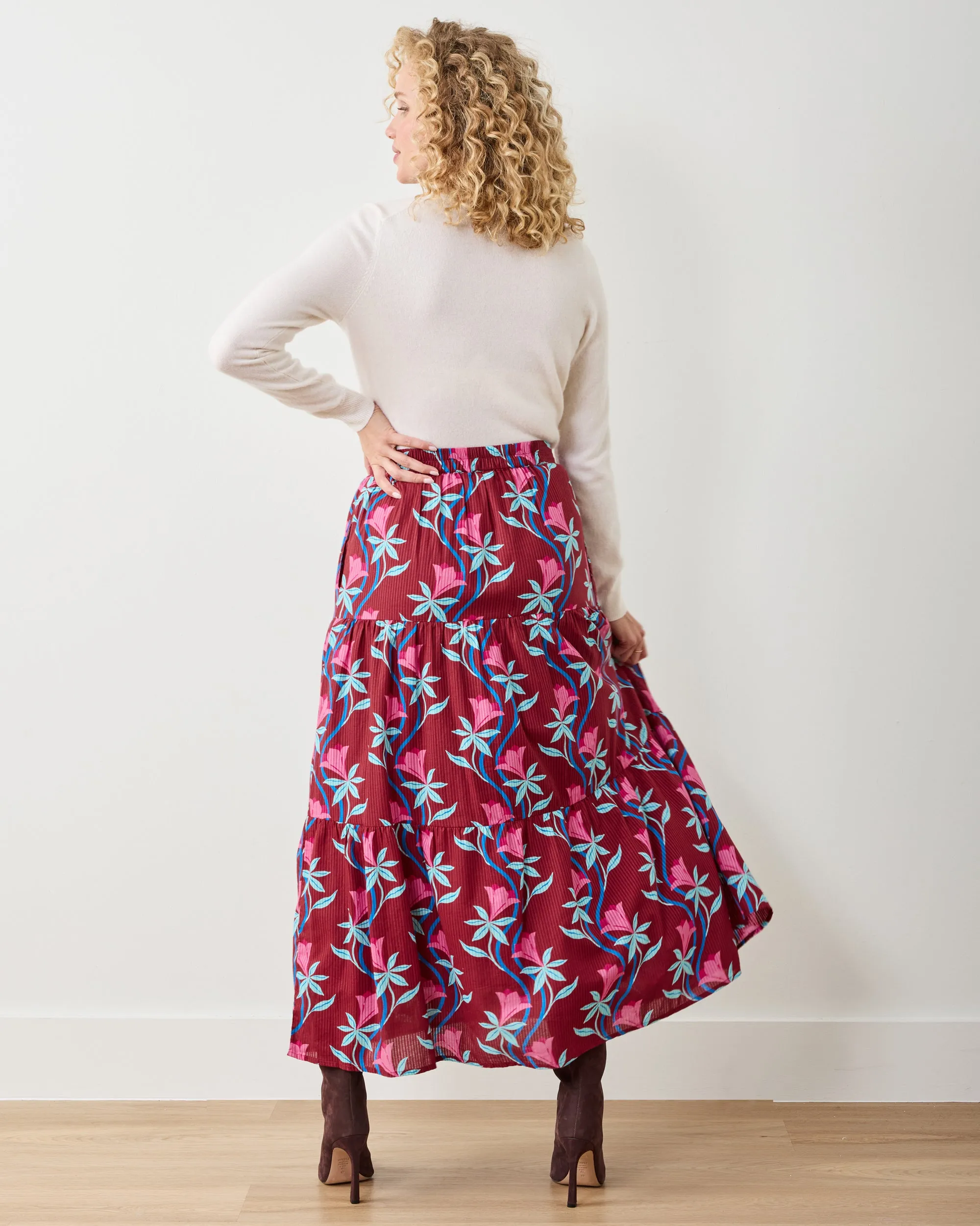 Moonflower Vine - Tessa Skirt - Barn Red sold by Printfresh product image thumbnail 5