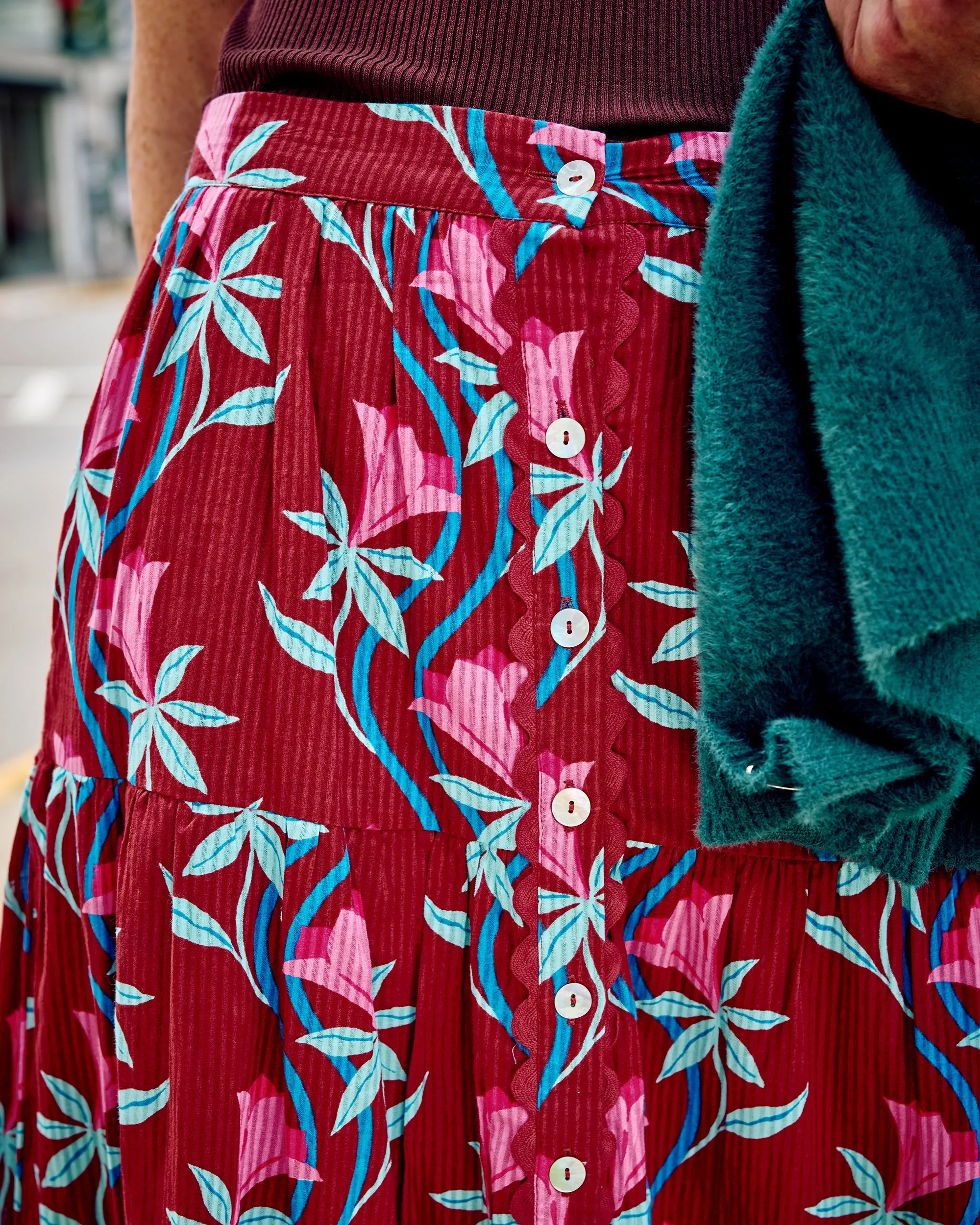 Moonflower Vine - Tessa Skirt - Barn Red sold by Printfresh product image thumbnail 4