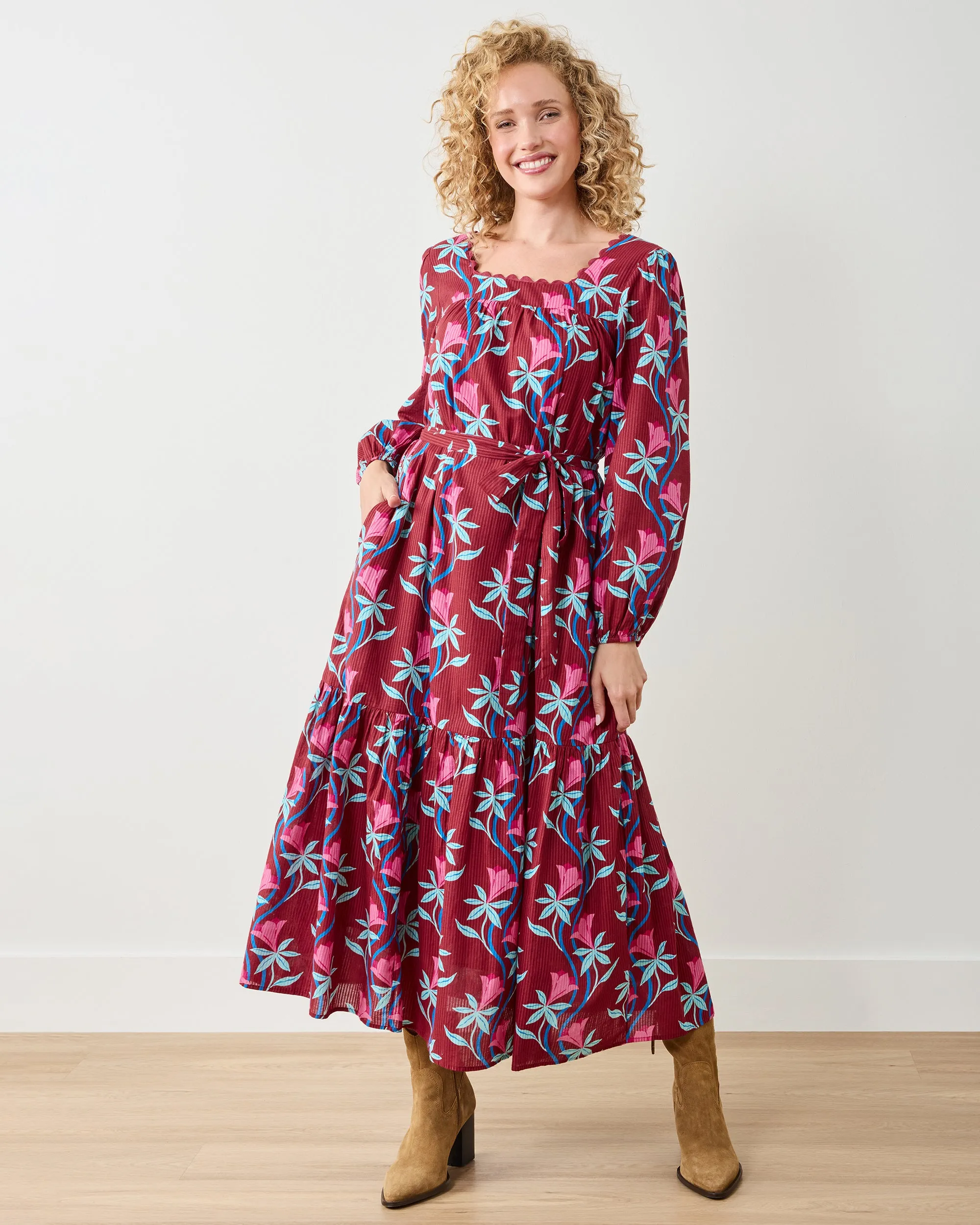 Moonflower Vine - Country Roads Dress - Barn Red sold by Printfresh product image thumbnail 3