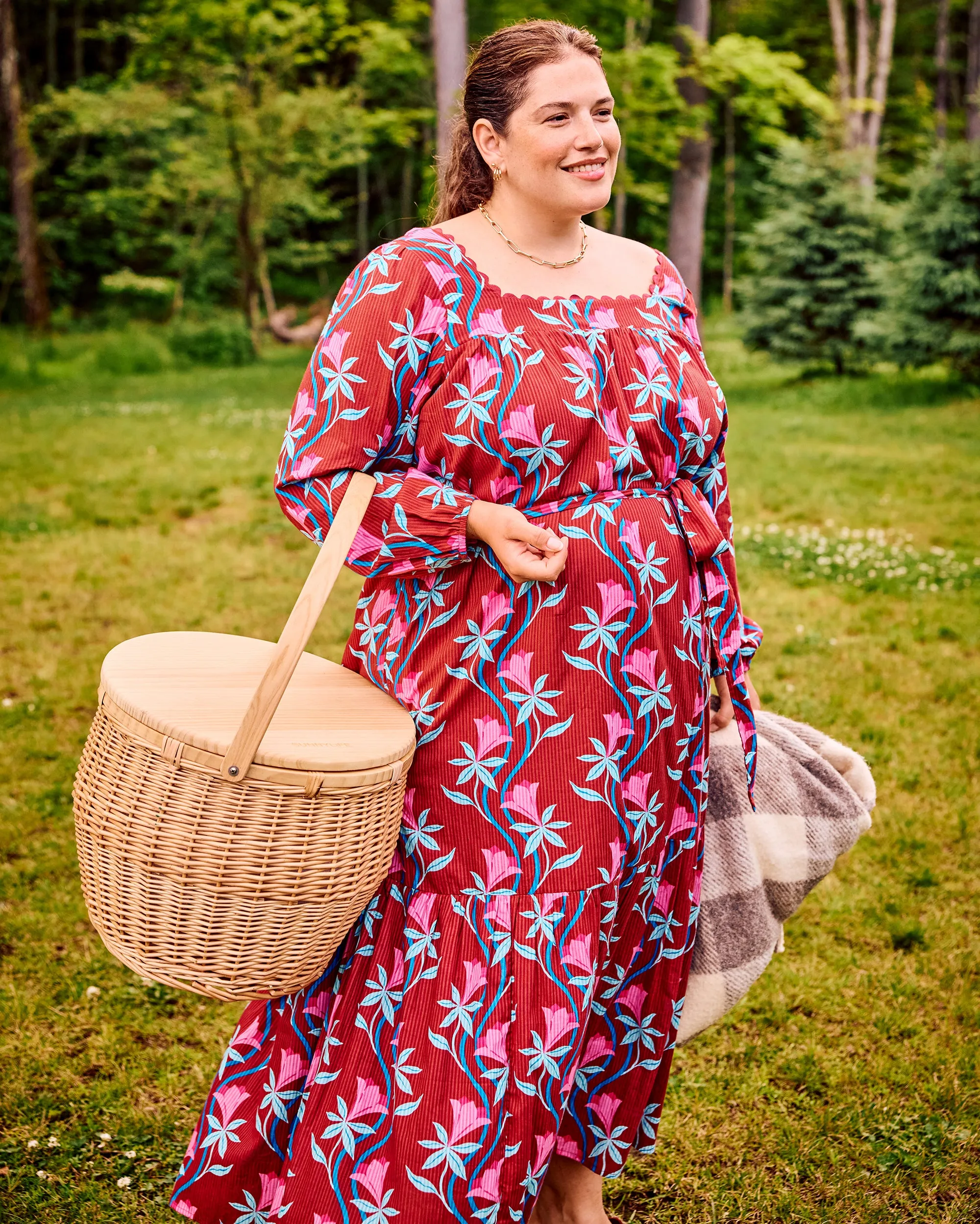 Moonflower Vine - Country Roads Dress - Barn Red sold by Printfresh product image thumbnail 2