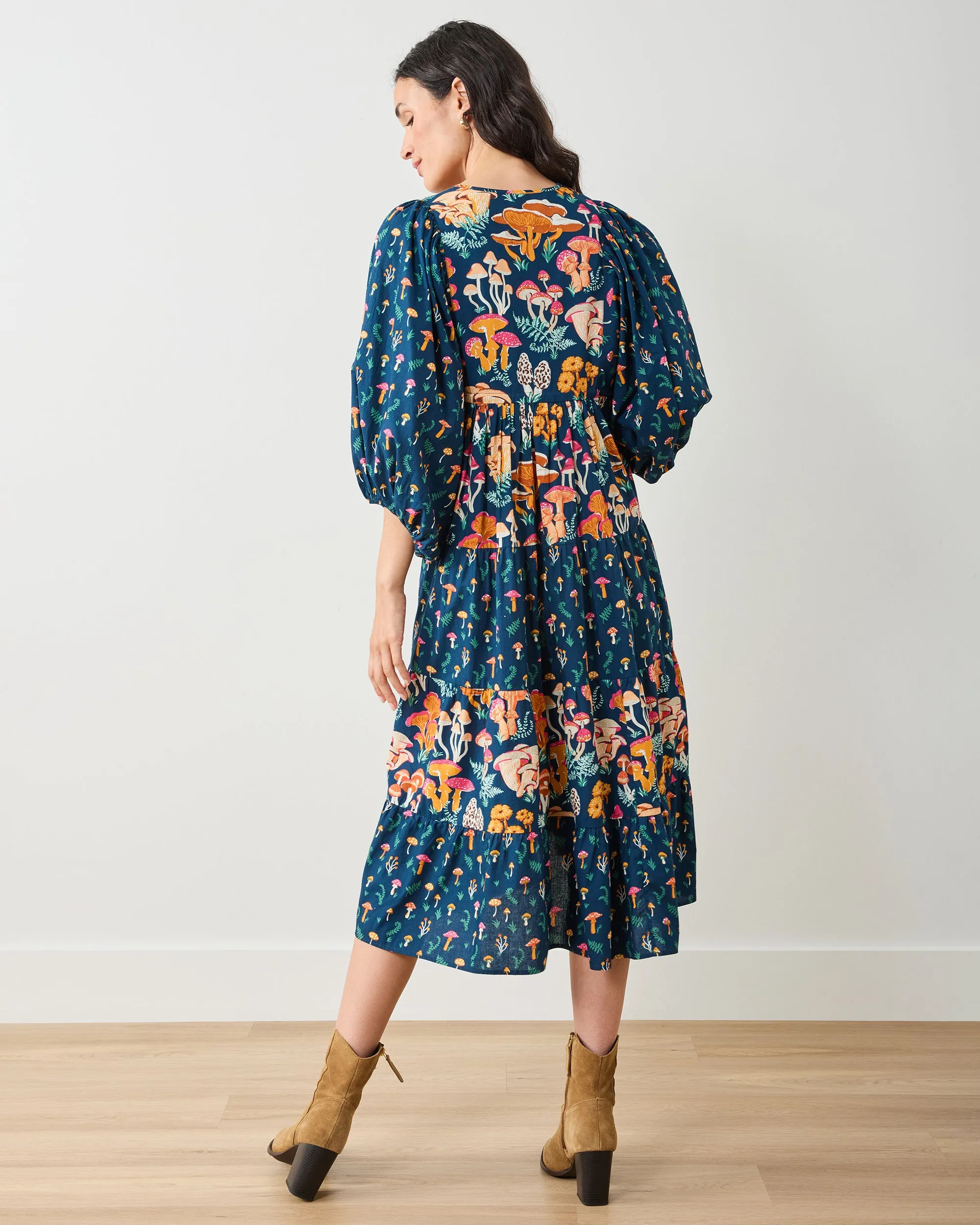 Mushroom Medley - Clementine Dress - Navy sold by Printfresh product image thumbnail 5