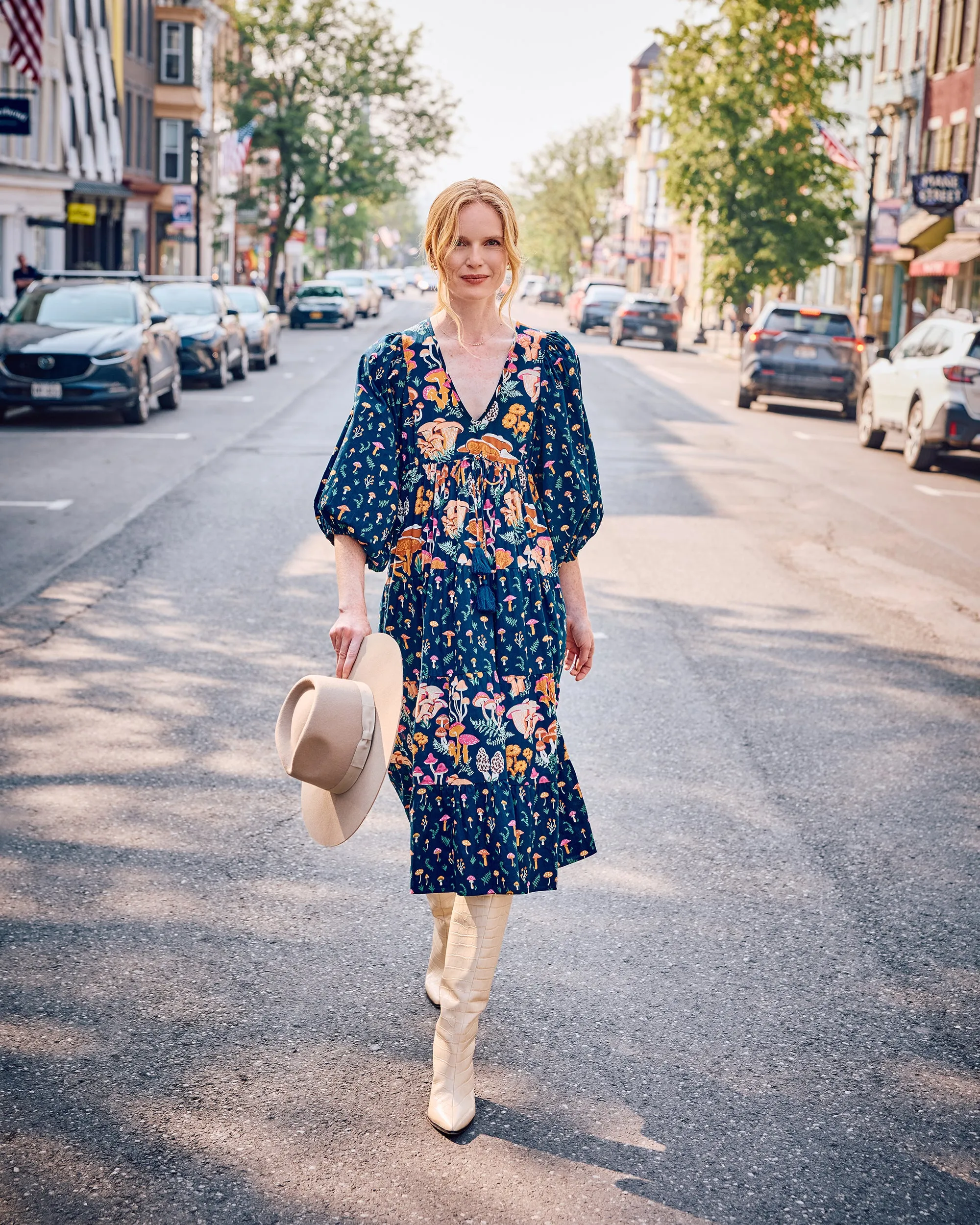 Mushroom Medley - Clementine Dress - Navy sold by Printfresh product image thumbnail 2