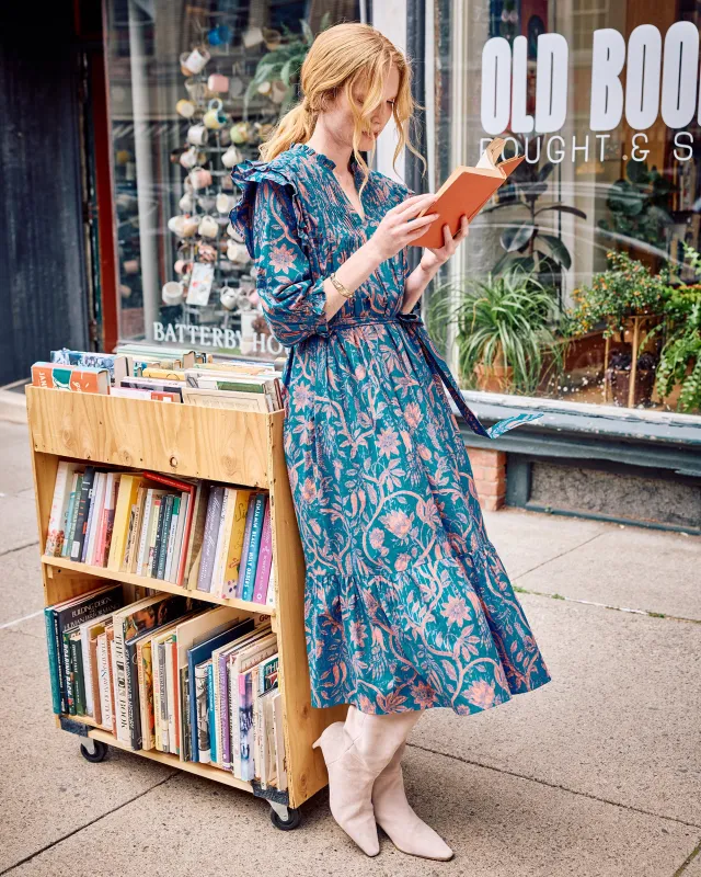 Etched Vine - Sawyer Dress - Turquoise Blush made by Printfresh