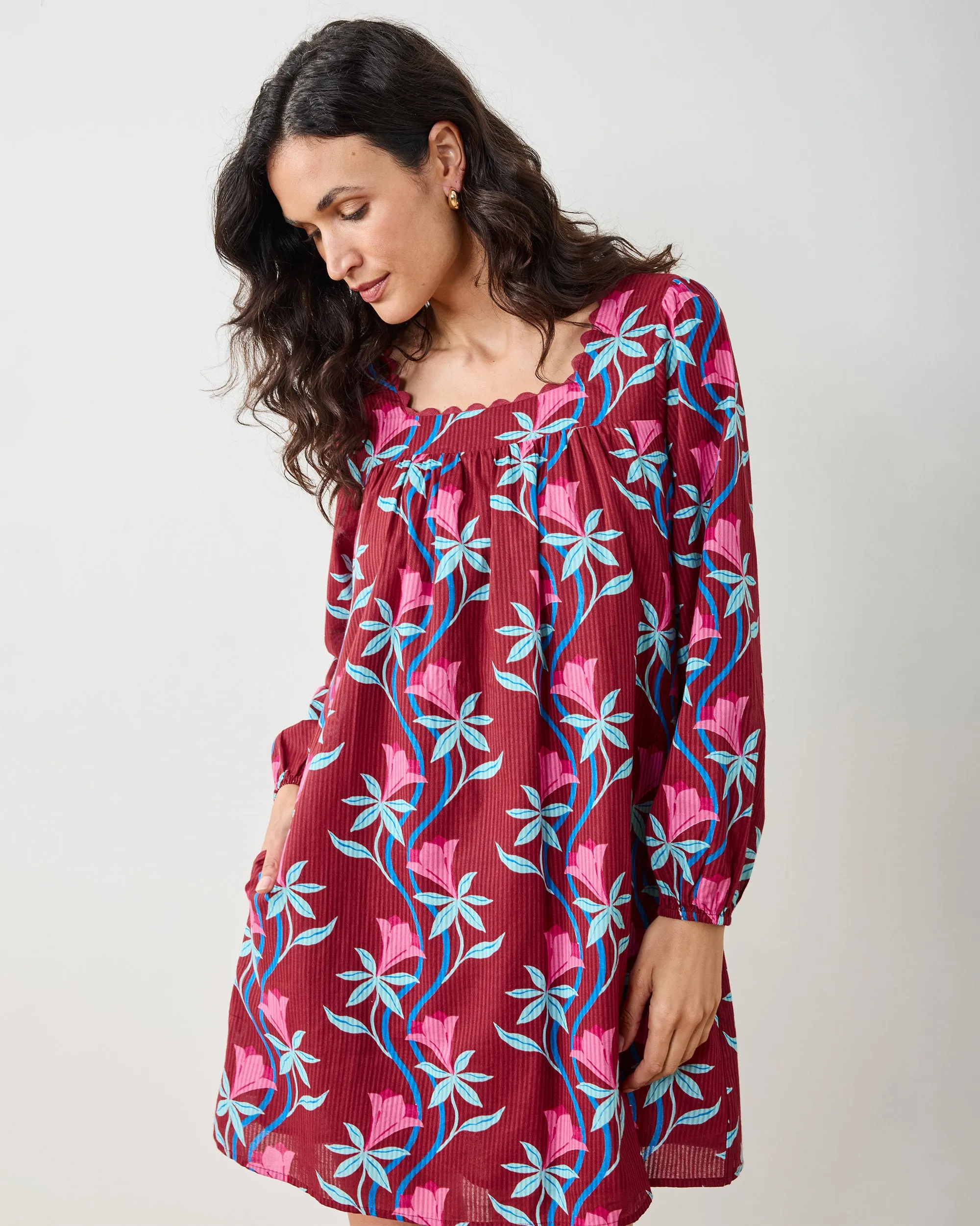 Moonflower Vine - Cypress Dress - Barn Red sold by Printfresh product image thumbnail 4