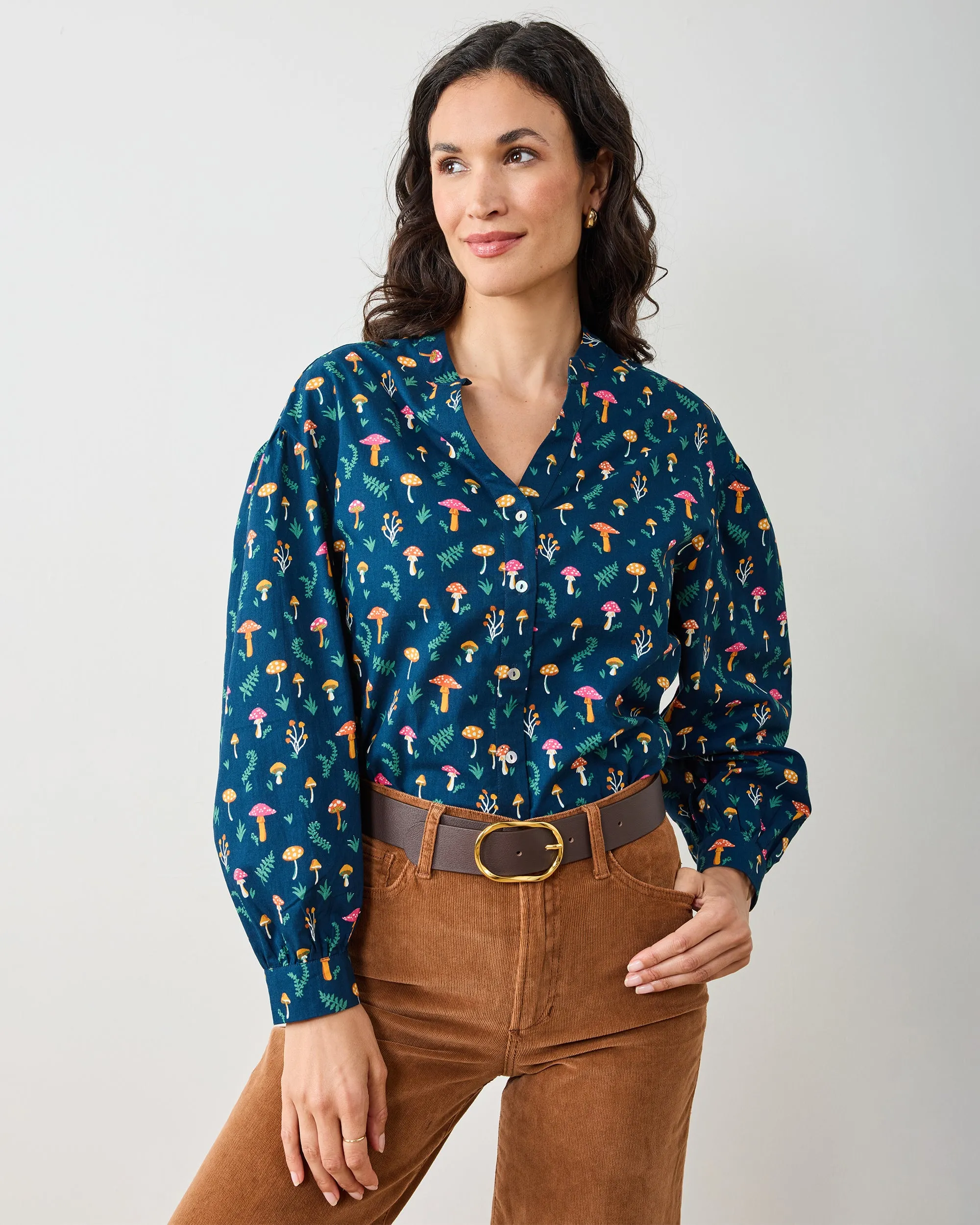 Mushroom Medley - Night Sky Blouse - Navy sold by Printfresh product image thumbnail 5